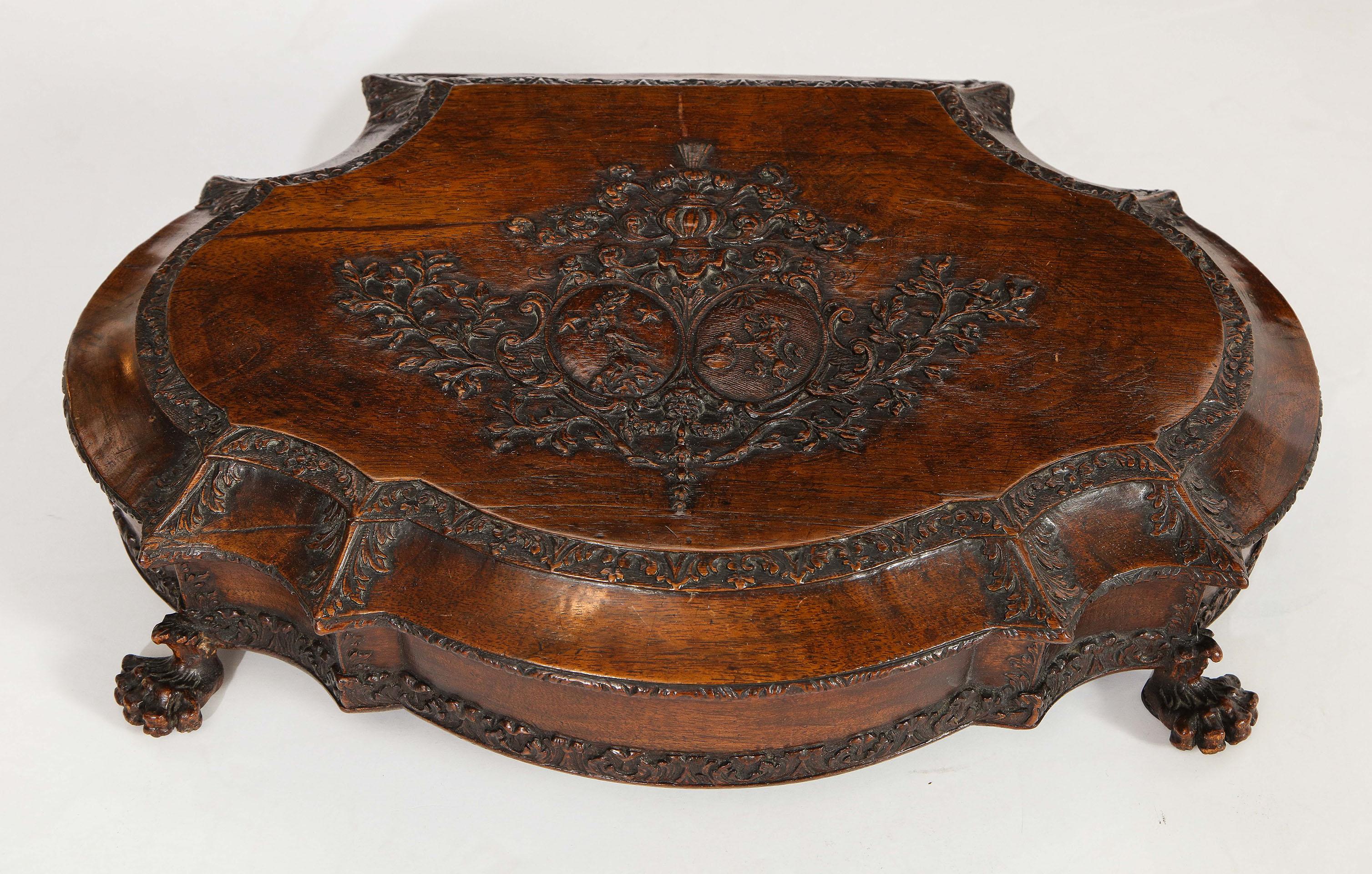 18th Century Carved Walnut Box For Sale 4