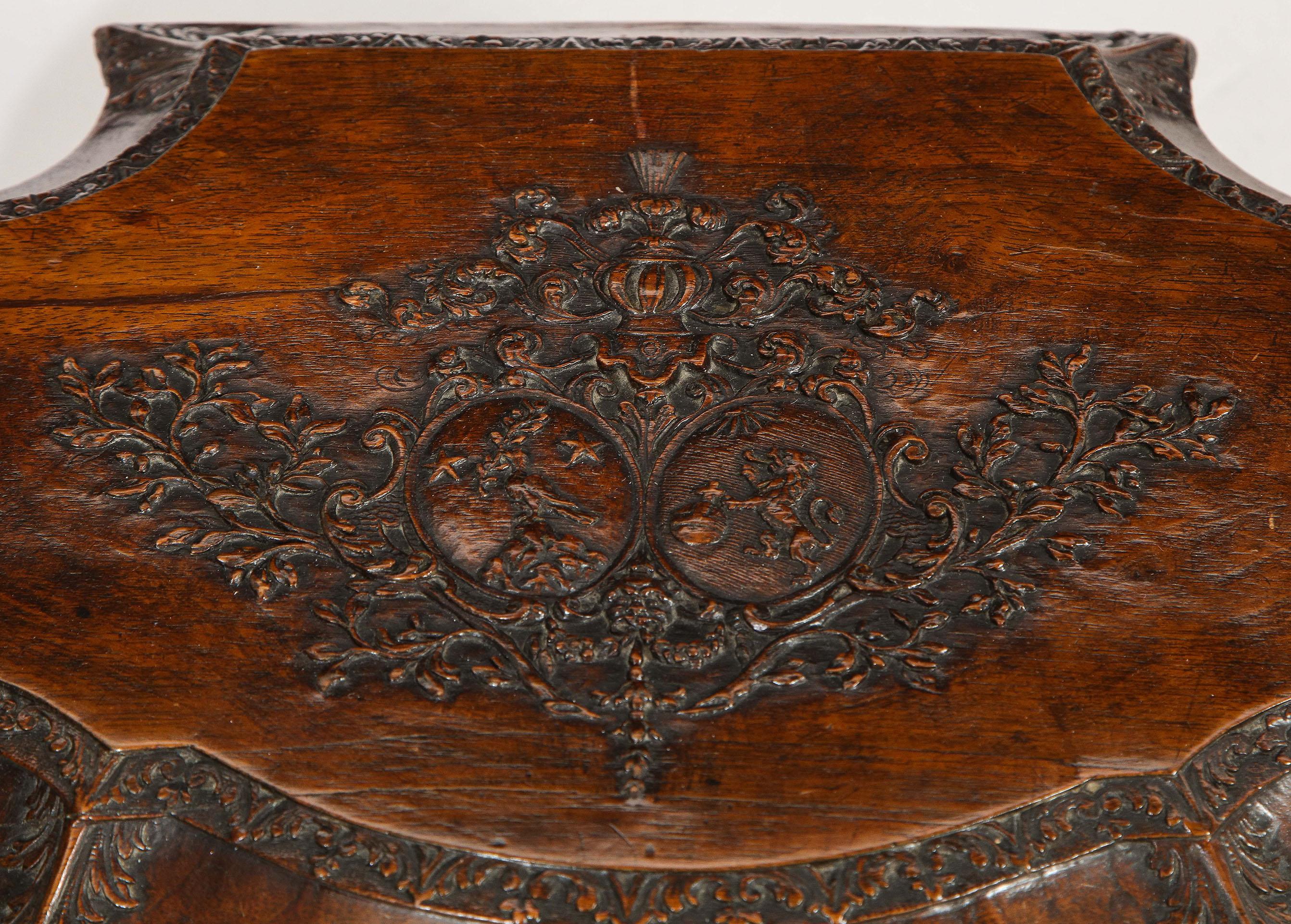 18th Century Carved Walnut Box For Sale 5