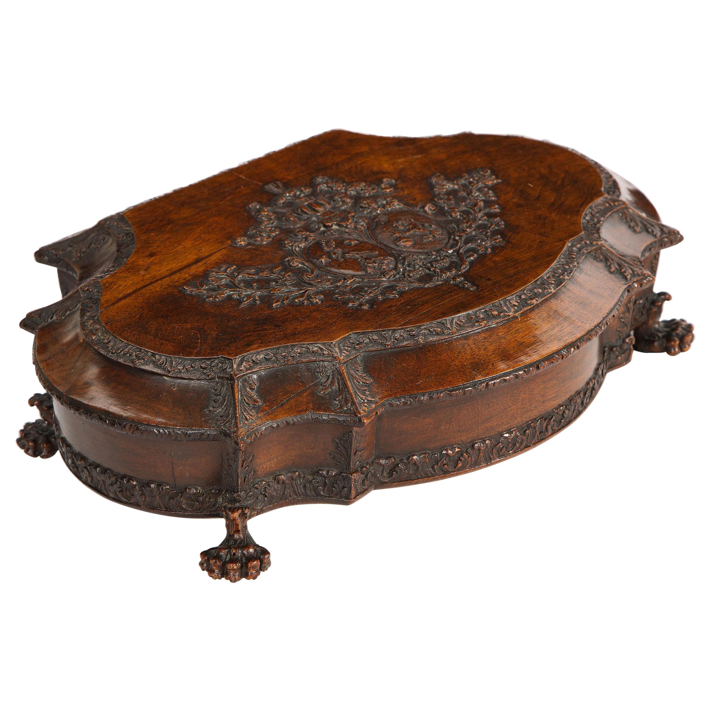 18th Century Carved Walnut Box