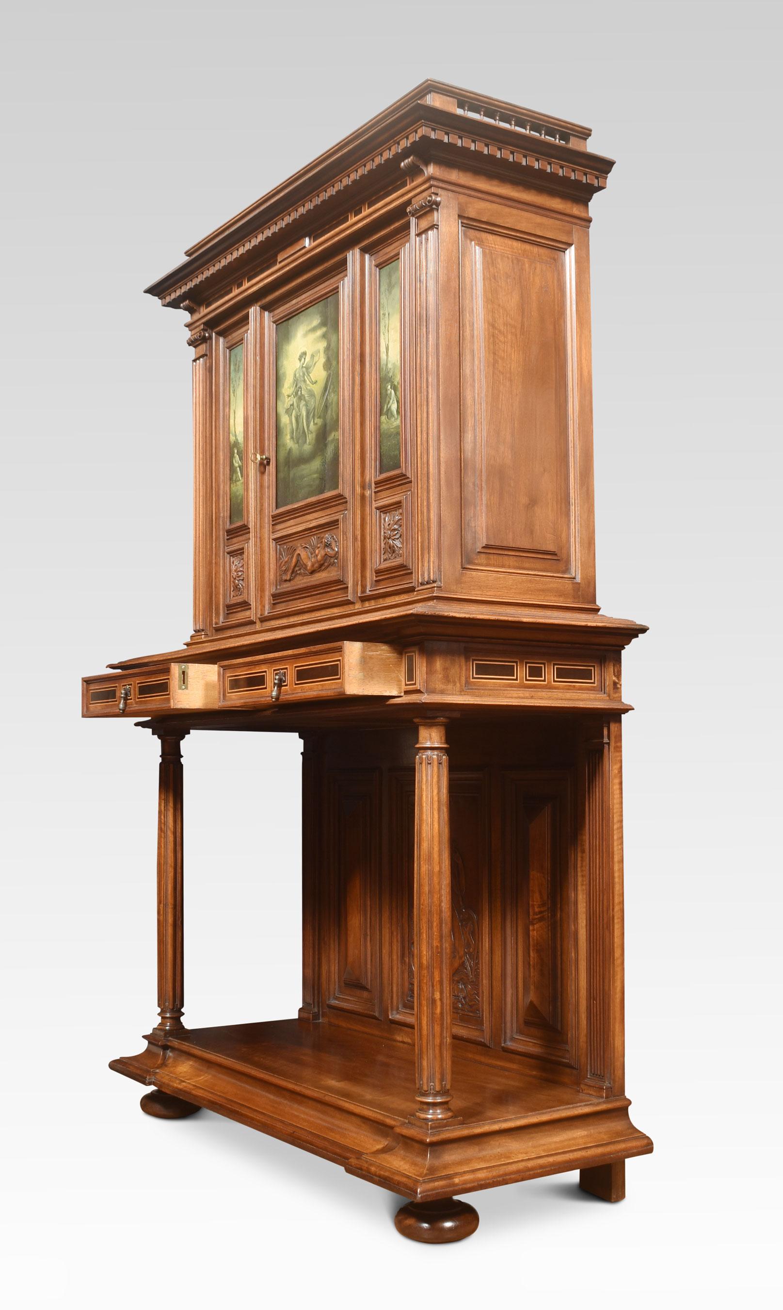 Carved Walnut Cabinet on Stand For Sale 6