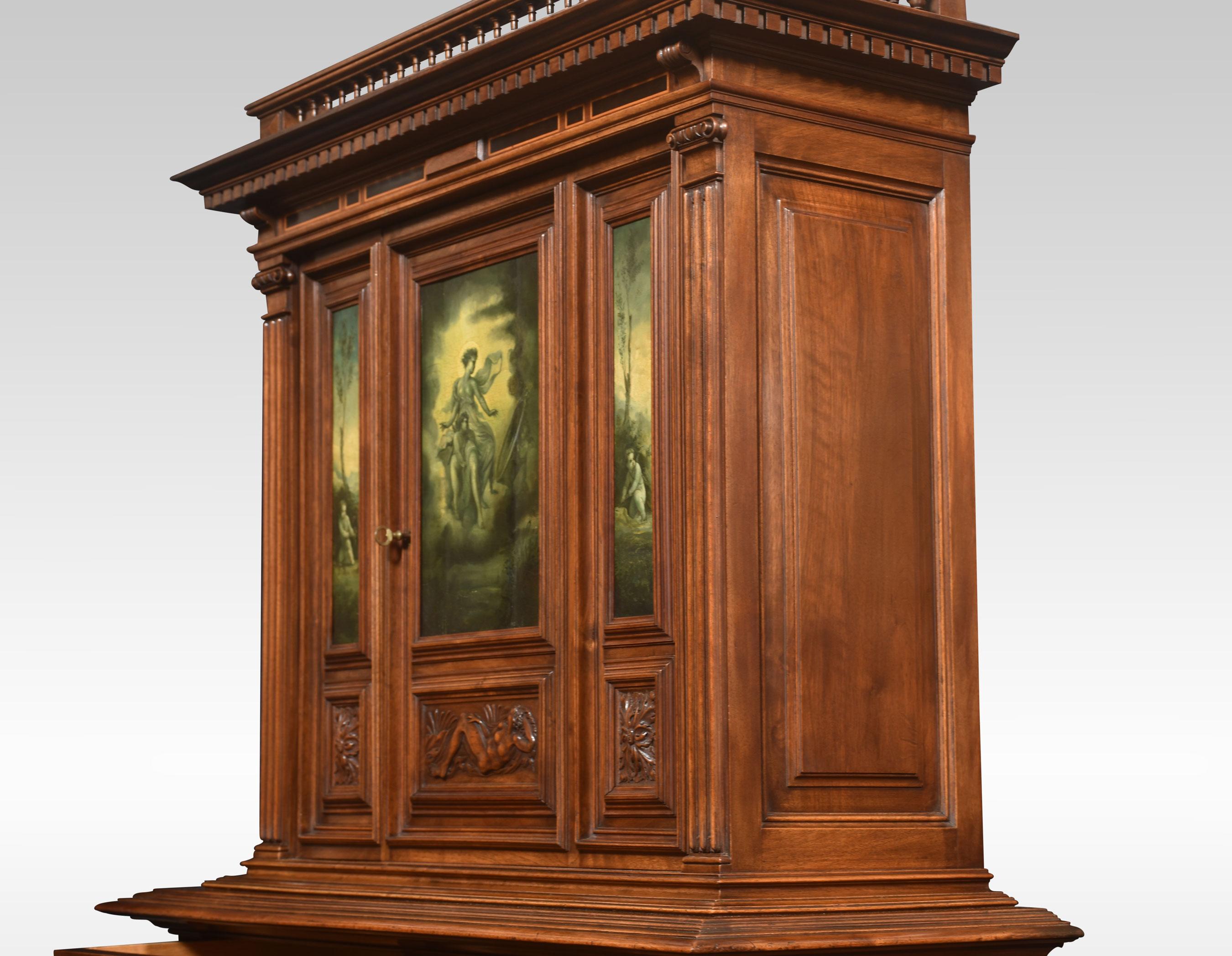 Carved Walnut Cabinet on Stand For Sale 8