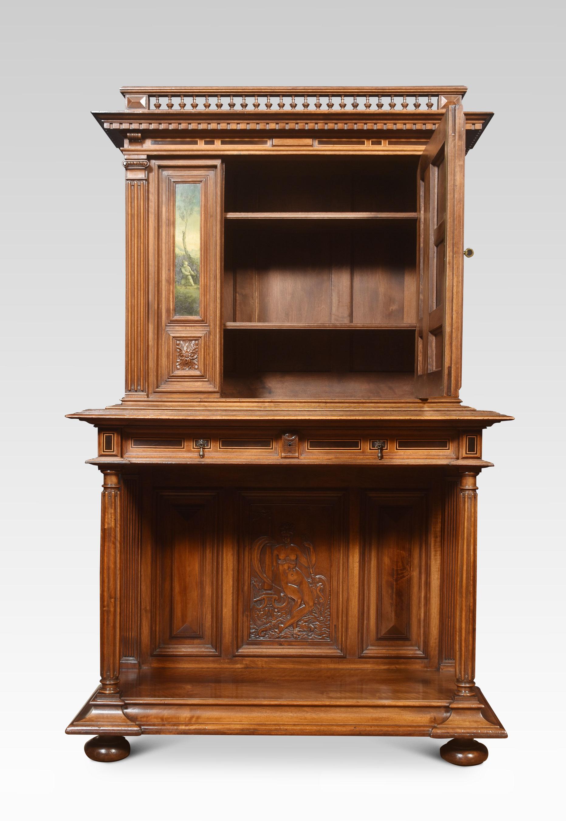 Dutch Carved Walnut Cabinet on Stand For Sale