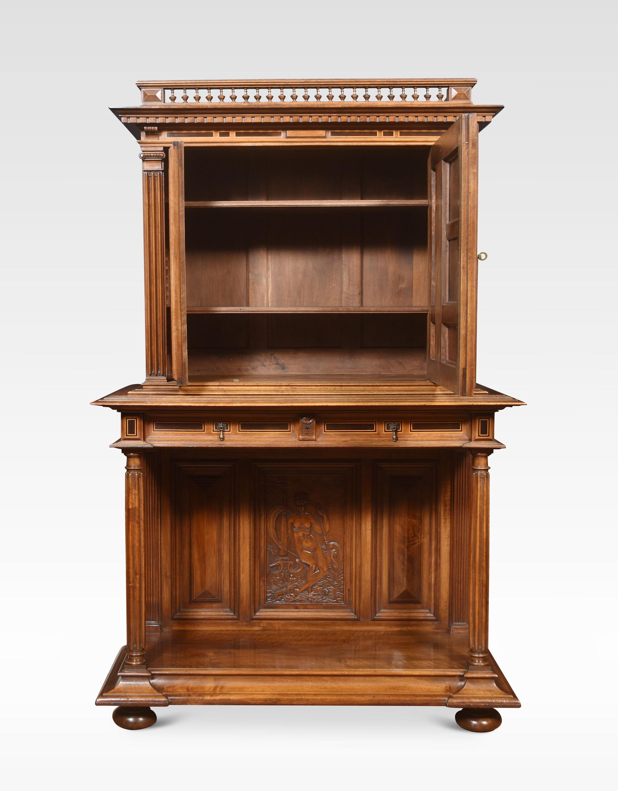 Carved Walnut Cabinet on Stand In Good Condition For Sale In Cheshire, GB