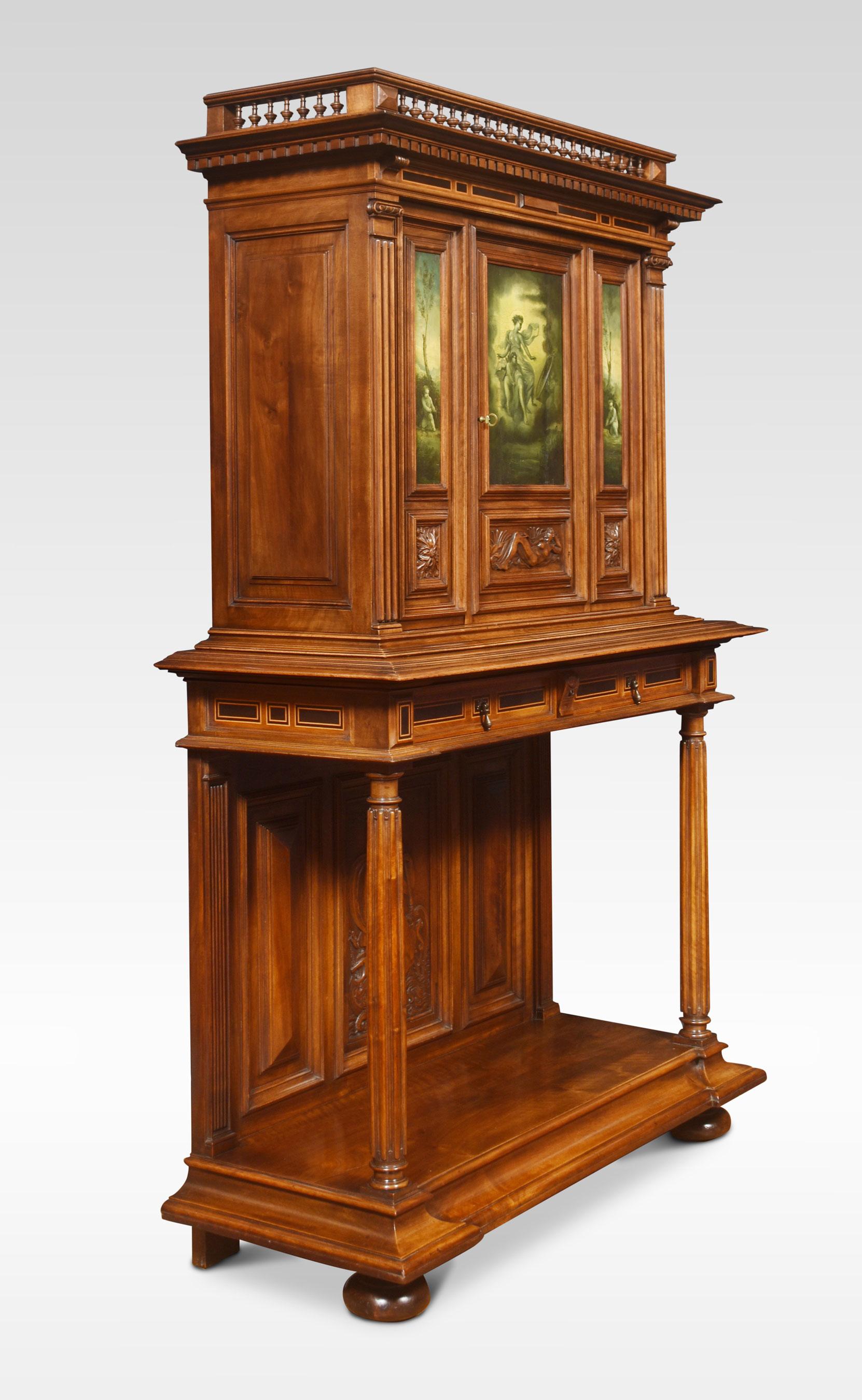 Carved Walnut Cabinet on Stand For Sale 1