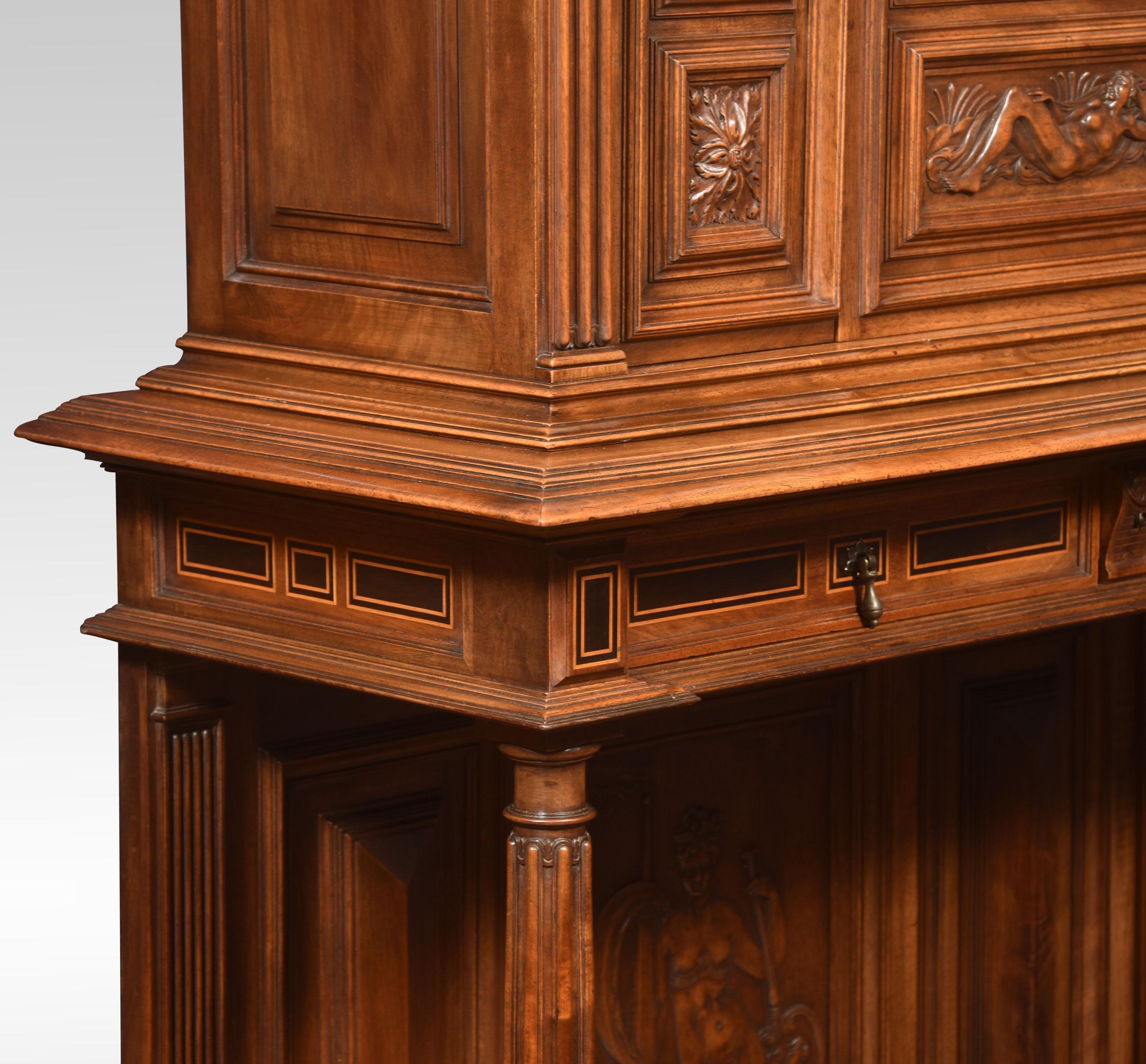 Carved Walnut Cabinet on Stand For Sale 4