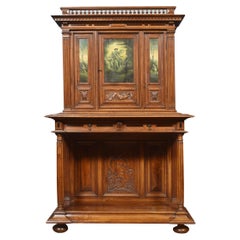 Carved Walnut Cabinet on Stand