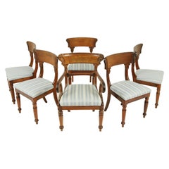 Antique Carved Walnut Chairs, 6 Dining Chairs, Early Victorian, Scotland, 1840