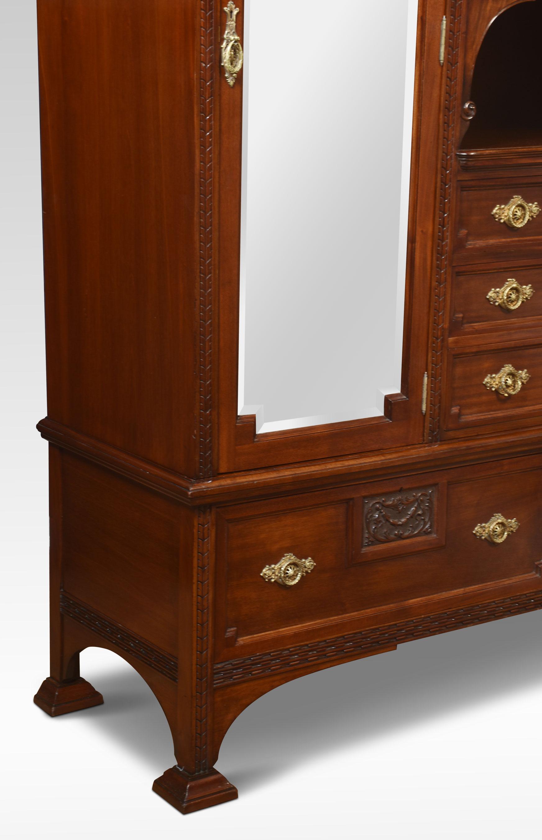 Carved Walnut Compactum Wardrobe For Sale 2