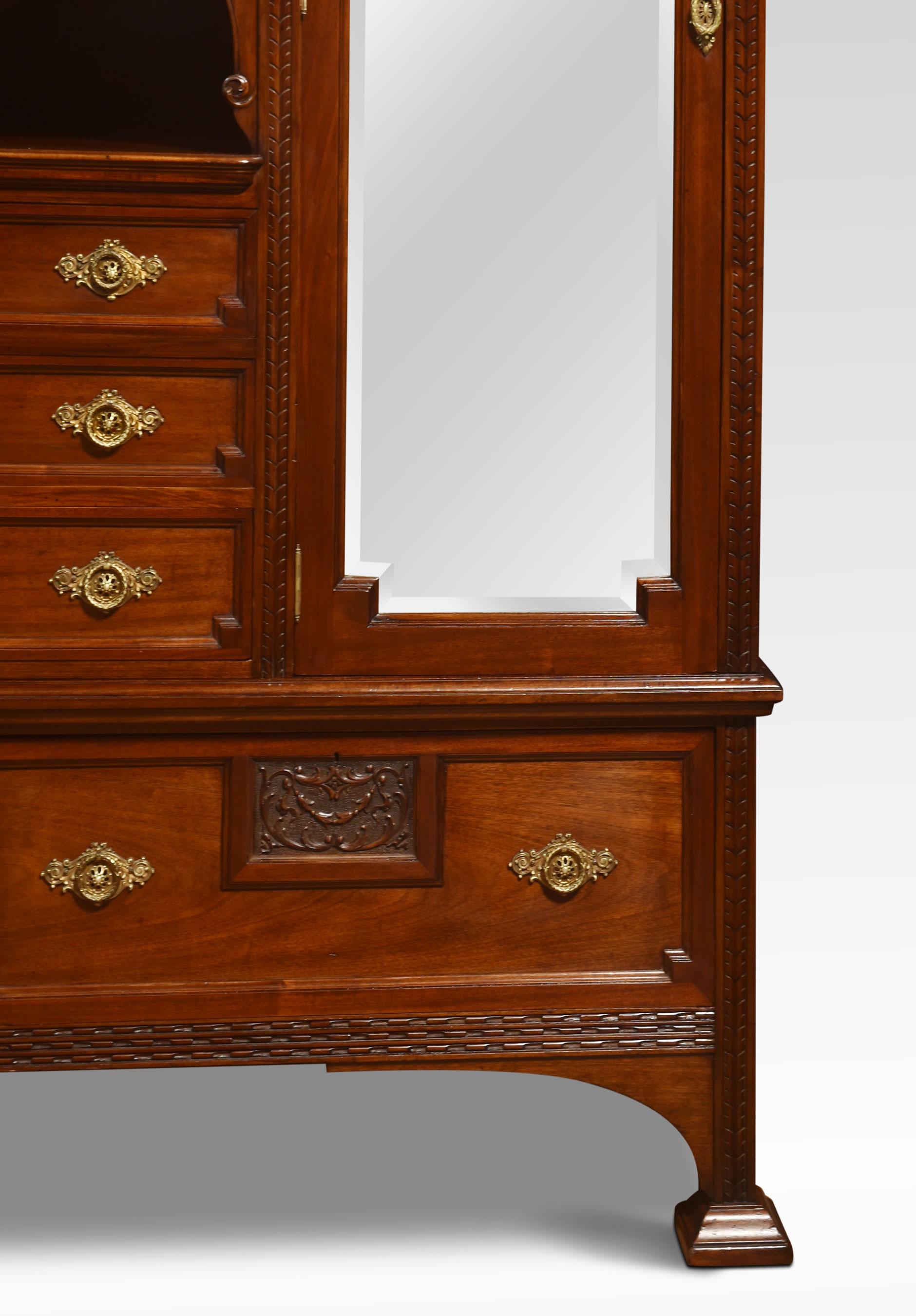 Carved Walnut Compactum Wardrobe In Good Condition For Sale In Cheshire, GB