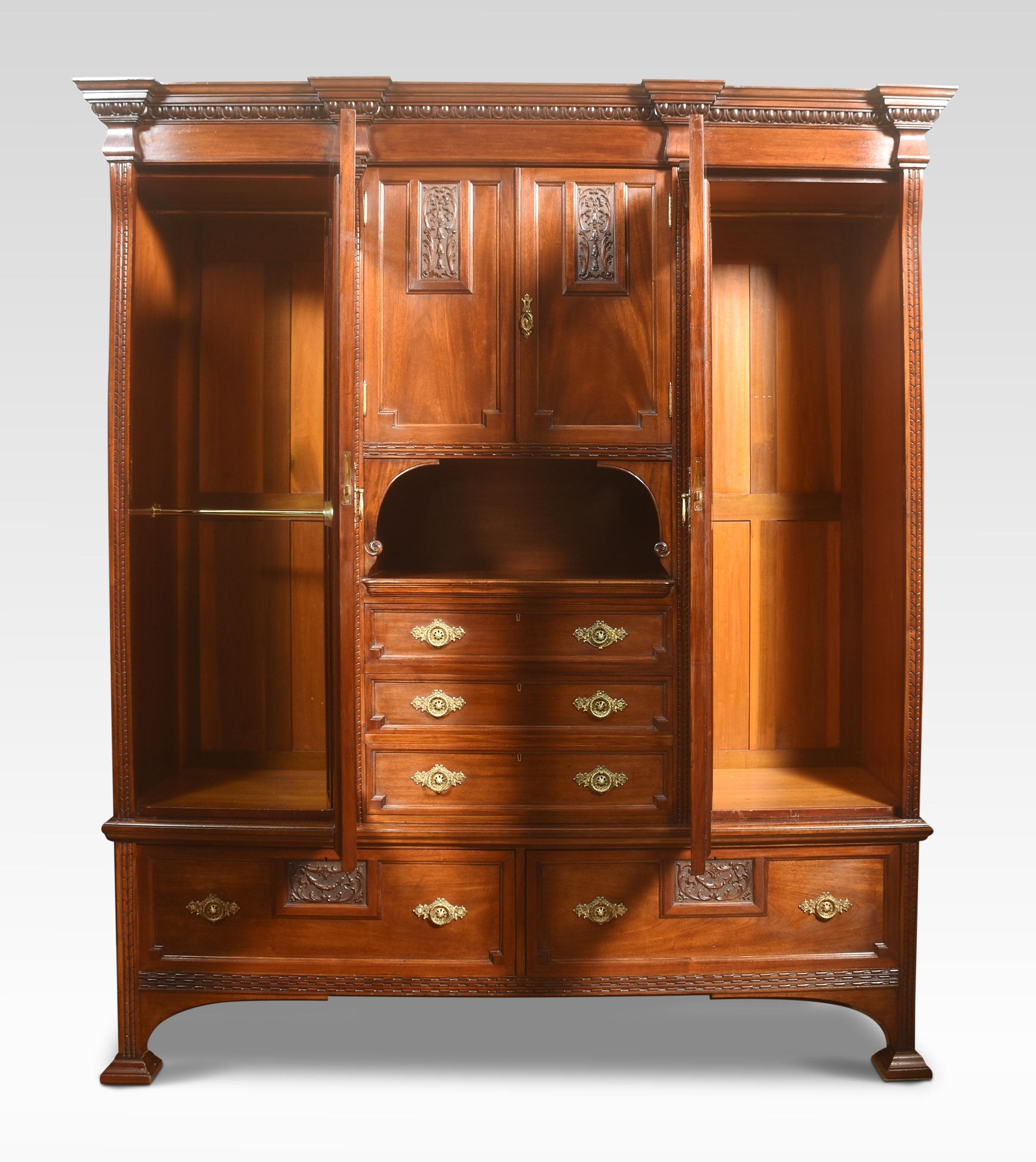 20th Century Carved Walnut Compactum Wardrobe For Sale