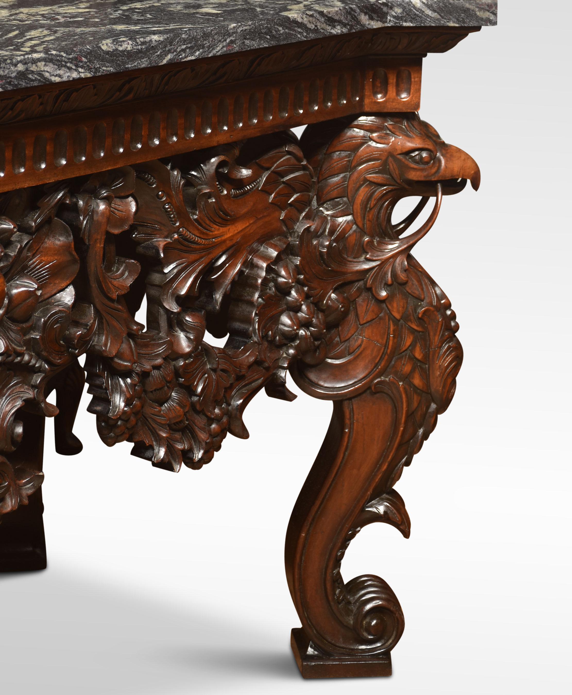 British Carved Walnut Console Table