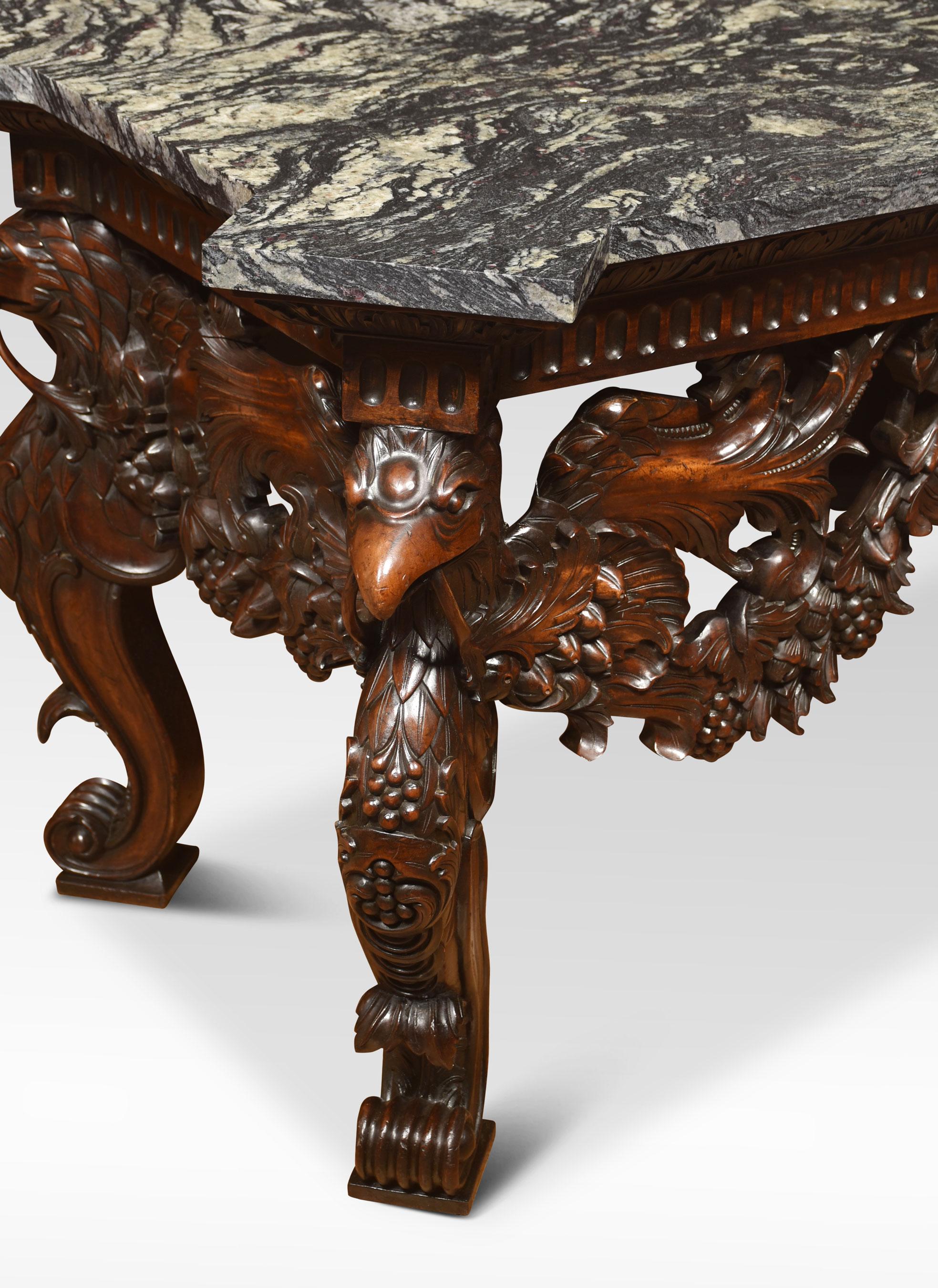 20th Century Carved Walnut Console Table