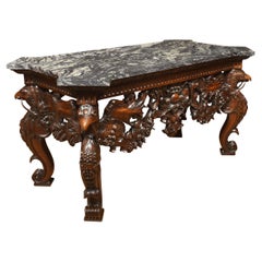 Antique Carved Walnut Console Table