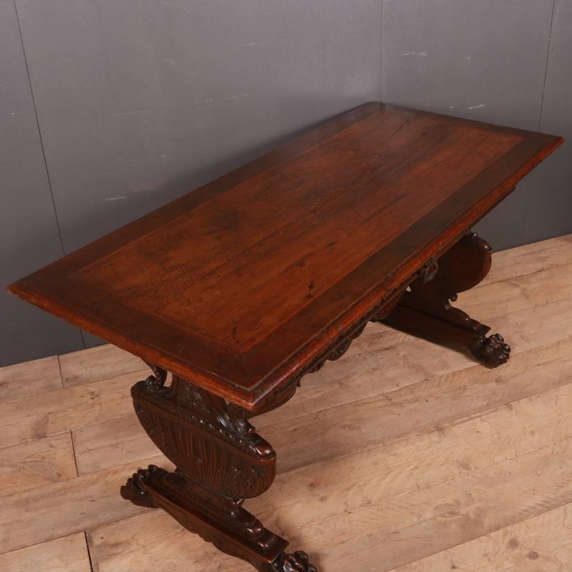 Carved Walnut Desk or Centre Table 1