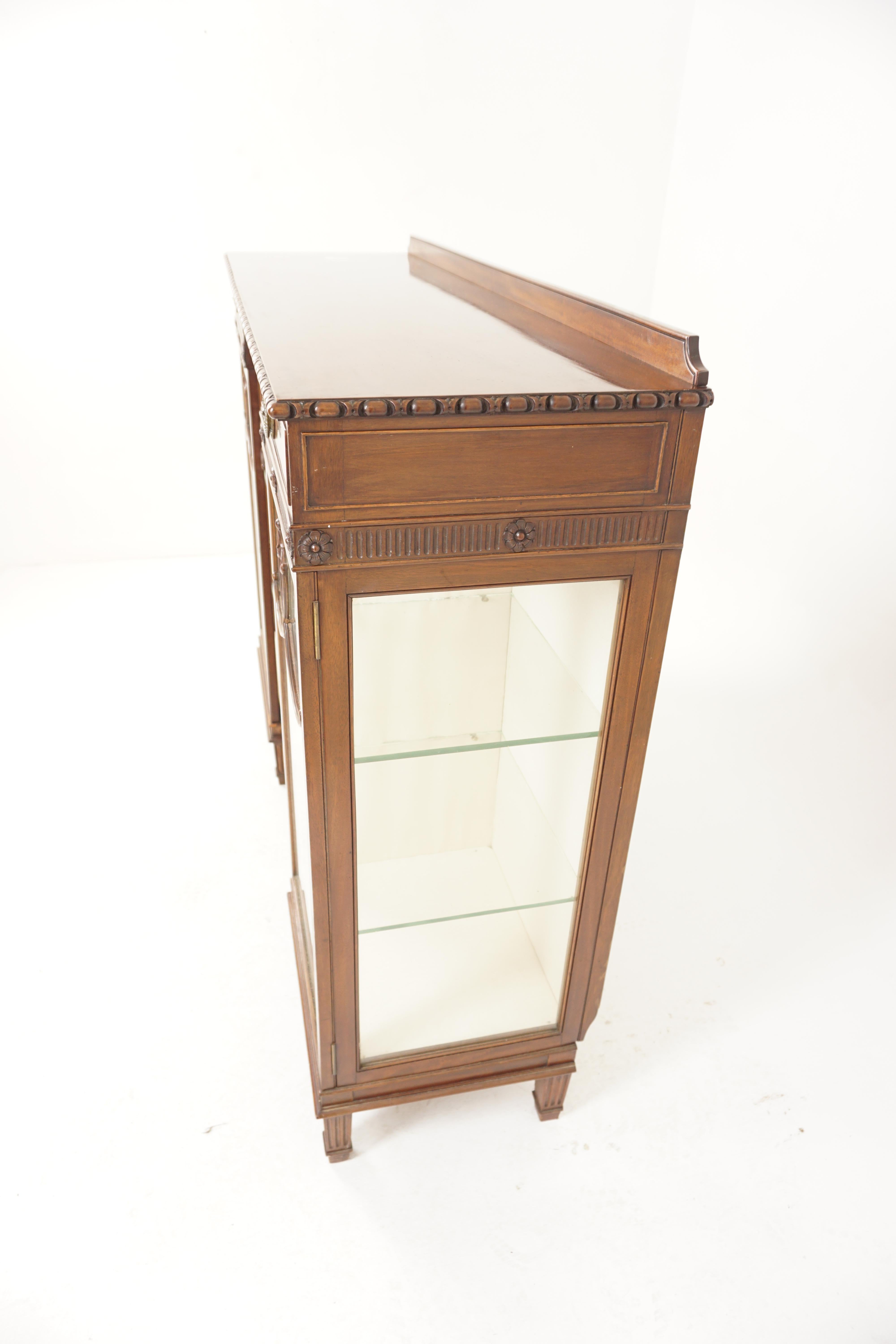 Carved Walnut Display Cabinet, China Cabinet, Scotland 1900, H877 3