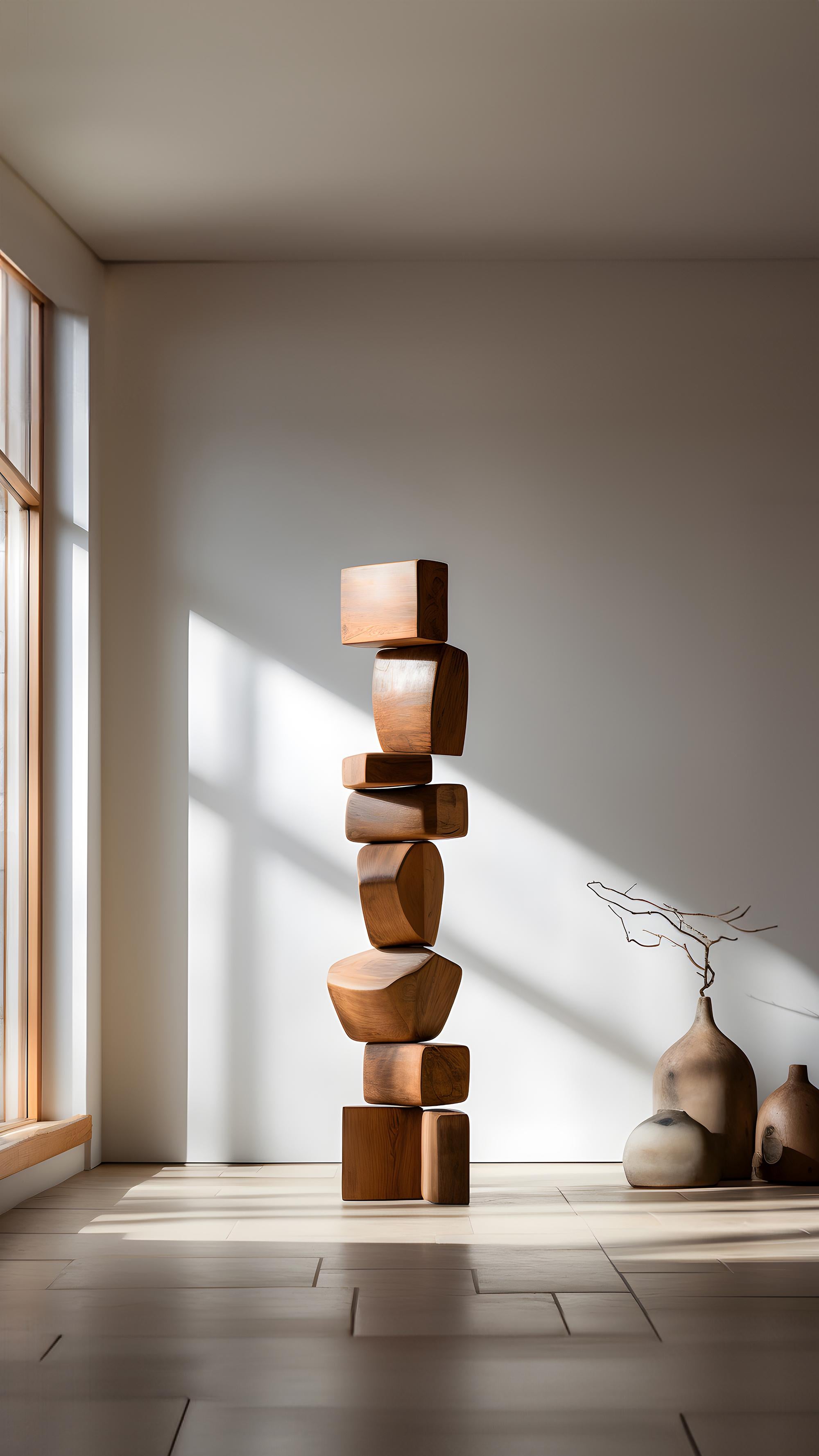 Hand-Crafted Carved Walnut Elegance Still Stand No53: Organic Totem by Joel Escalona For Sale