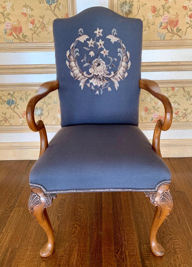 Carved Walnut Embroidered Needlepoint Dining Chairs, Set of 8 at 1stDibs embroidered dining