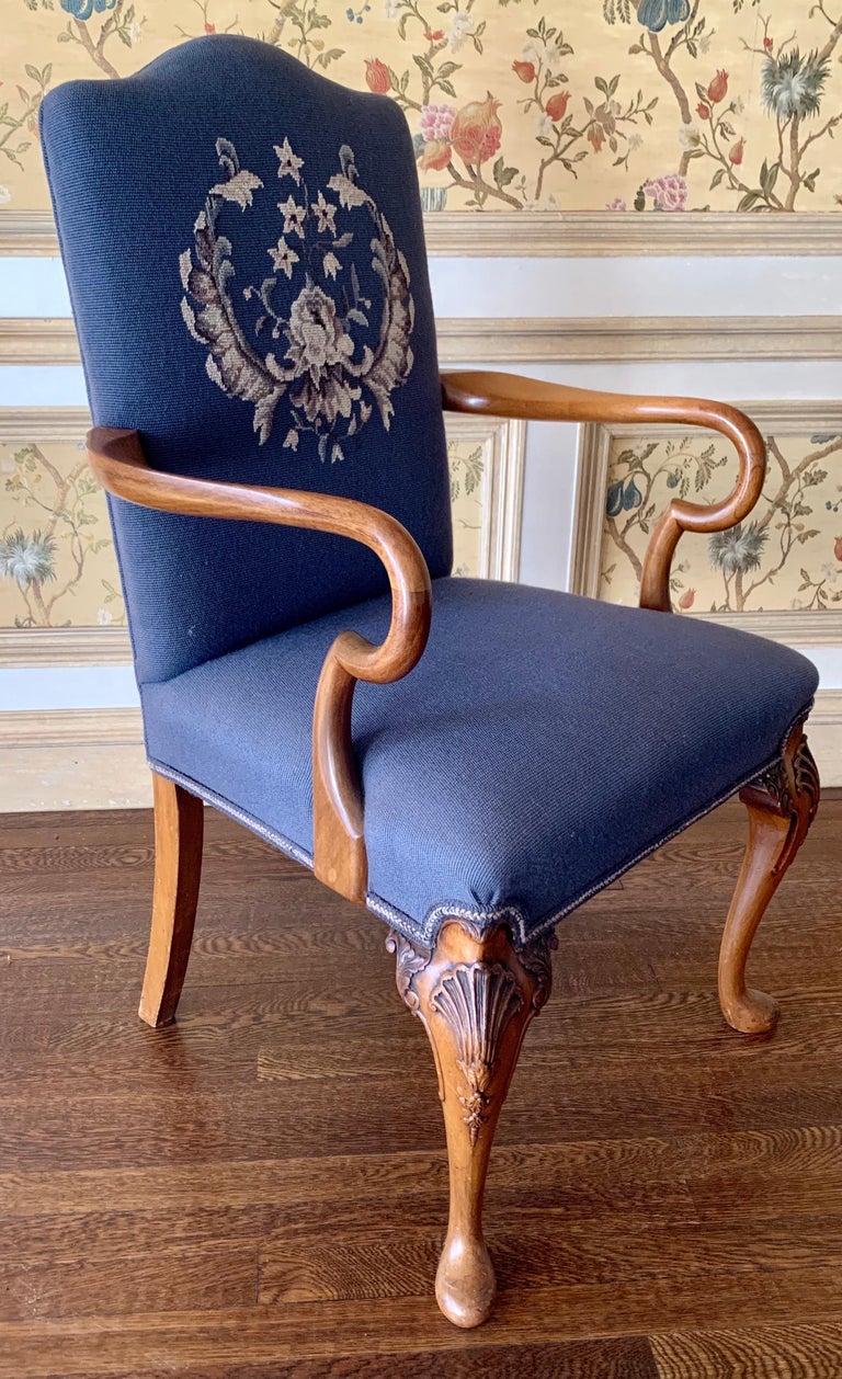 Carved Walnut Embroidered Needlepoint Dining Chairs, Set of 8 at 1stDibs embroidered dining
