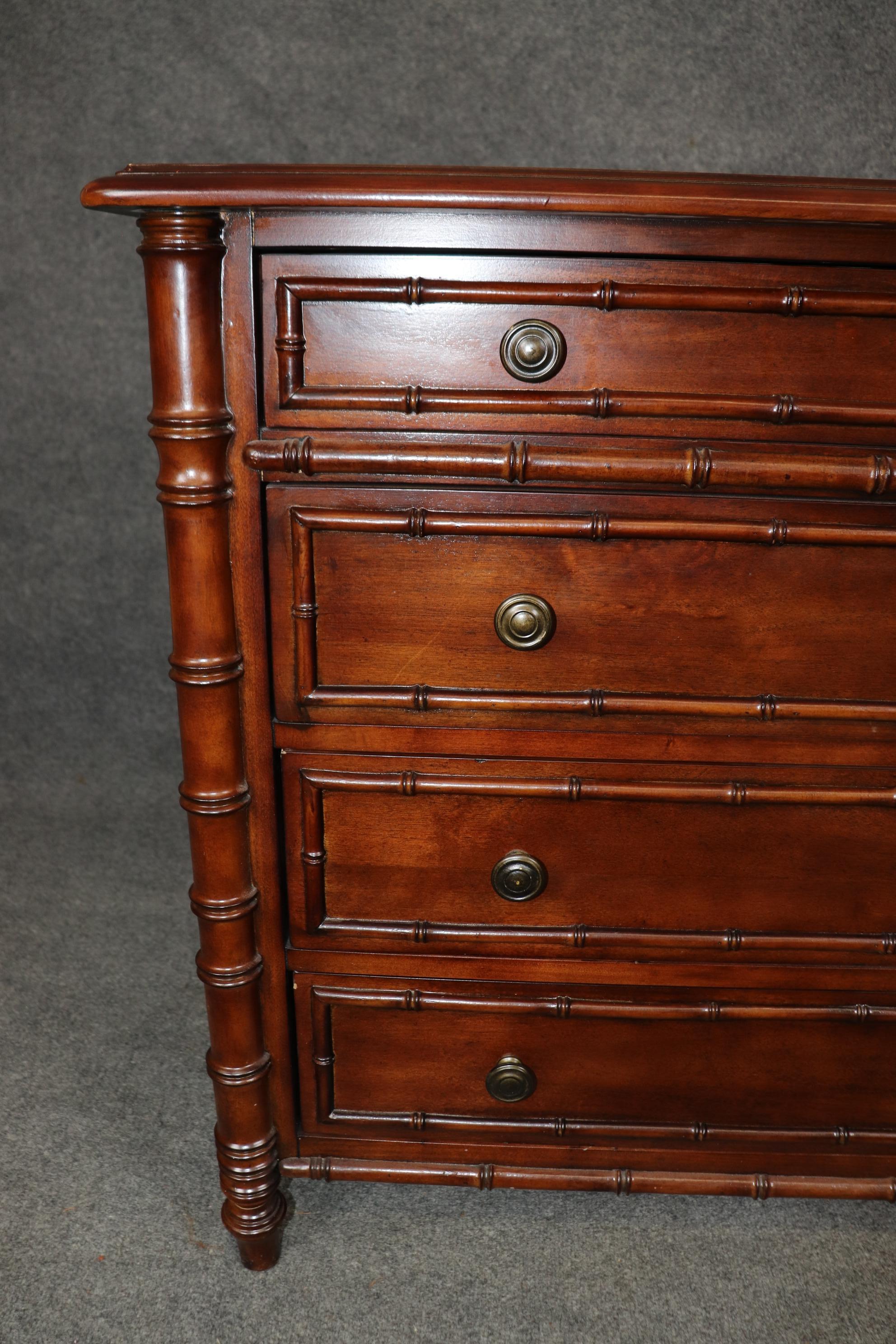 Carved Walnut Faux Bamboo Regency Style Commode By Ralph Lauren 4