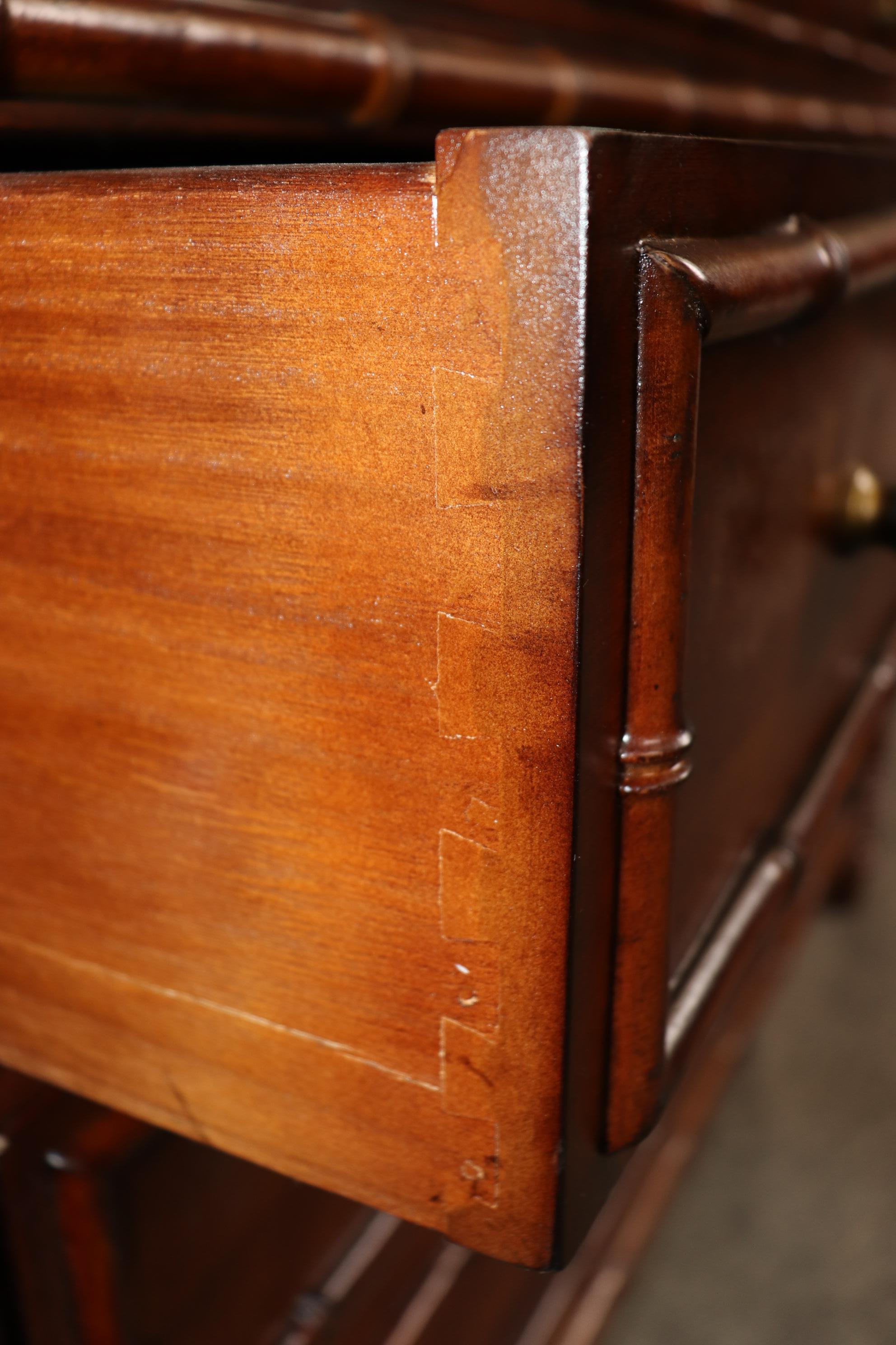 Carved Walnut Faux Bamboo Regency Style Commode By Ralph Lauren 1