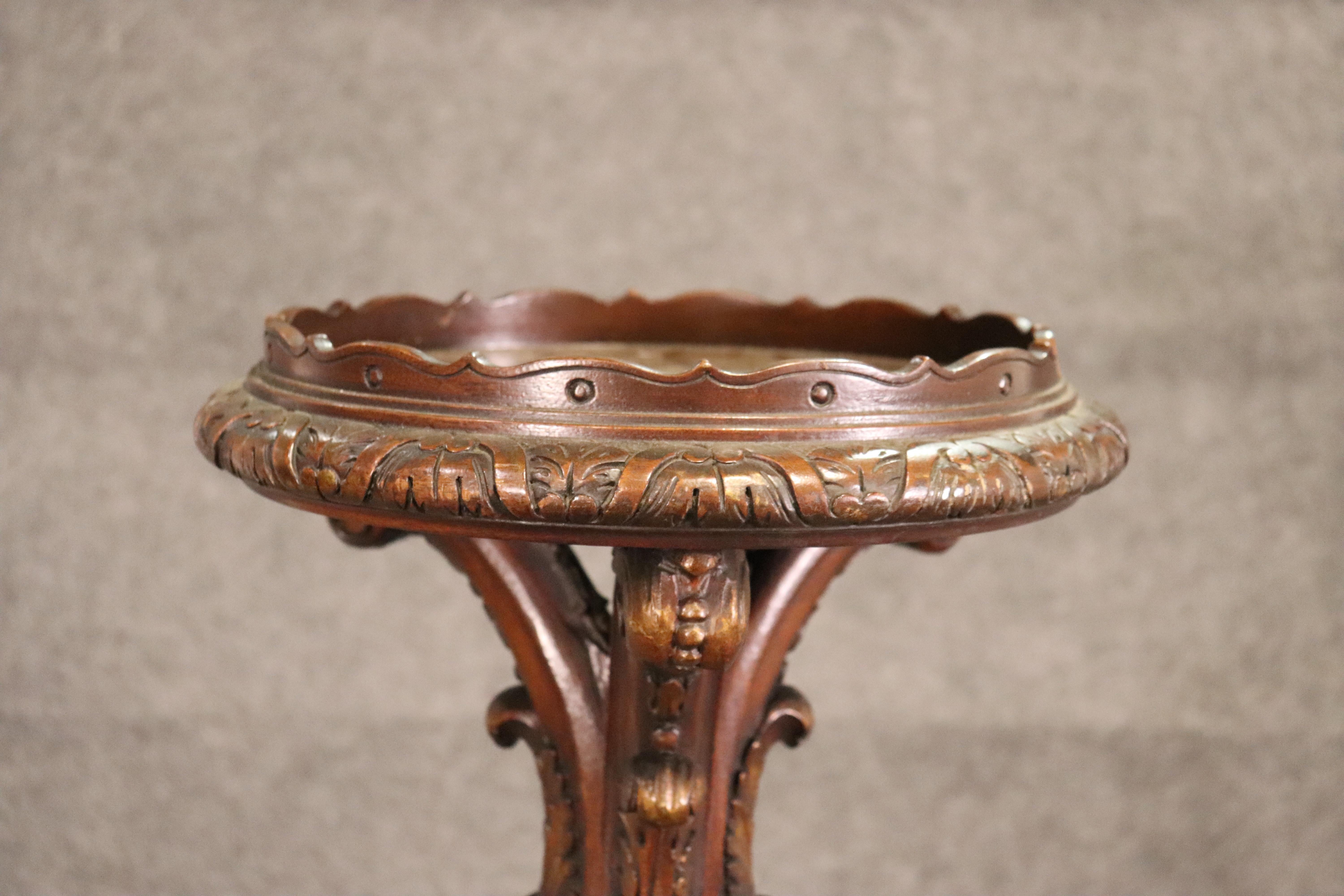 Carved Walnut Faux Bois Floral Victorian Plantstand Pedestal Lamp, circa 1900 1