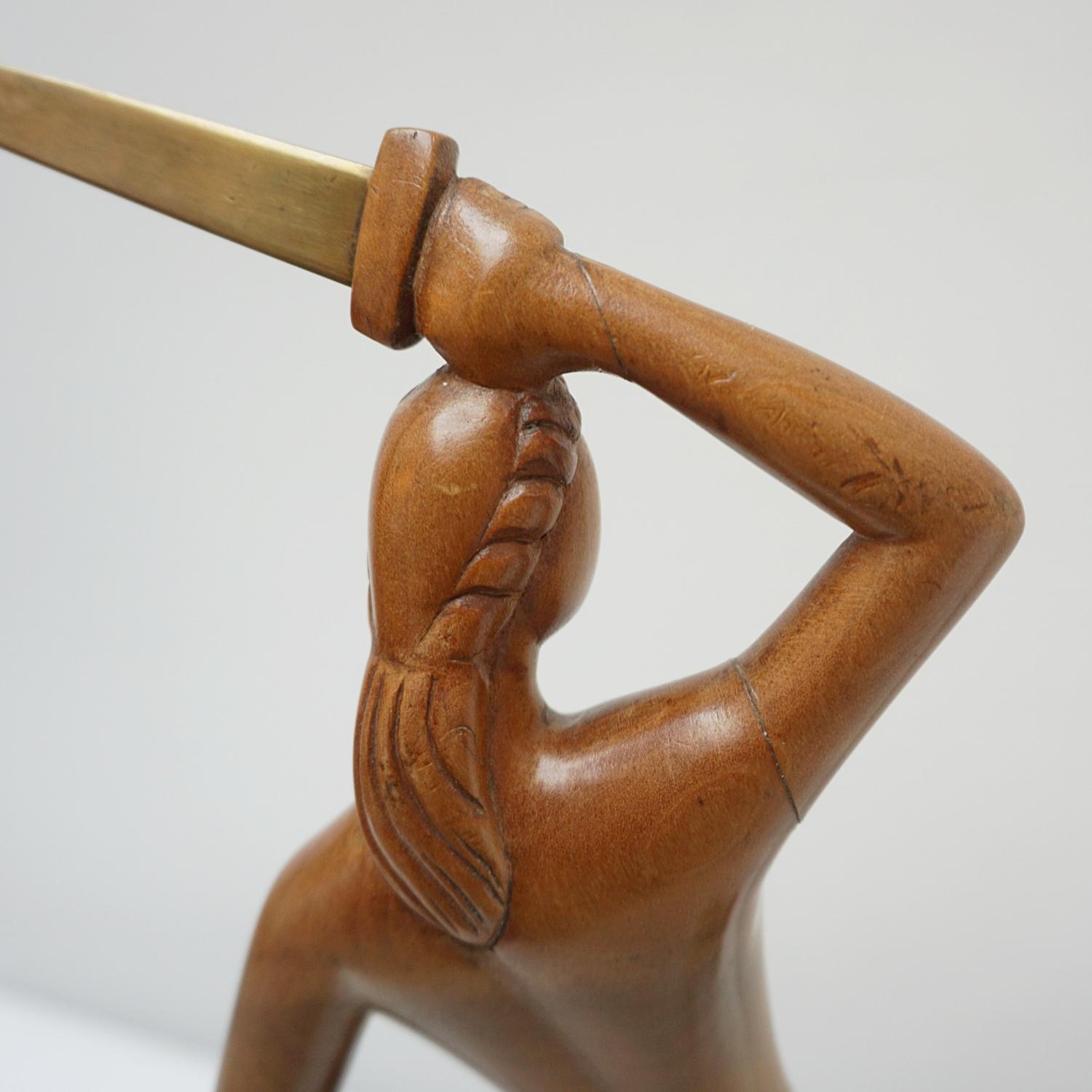 Carved Walnut Figurative Sculpture of a Semi Nude by Laszlo Hoenig '1905-1971' For Sale 4