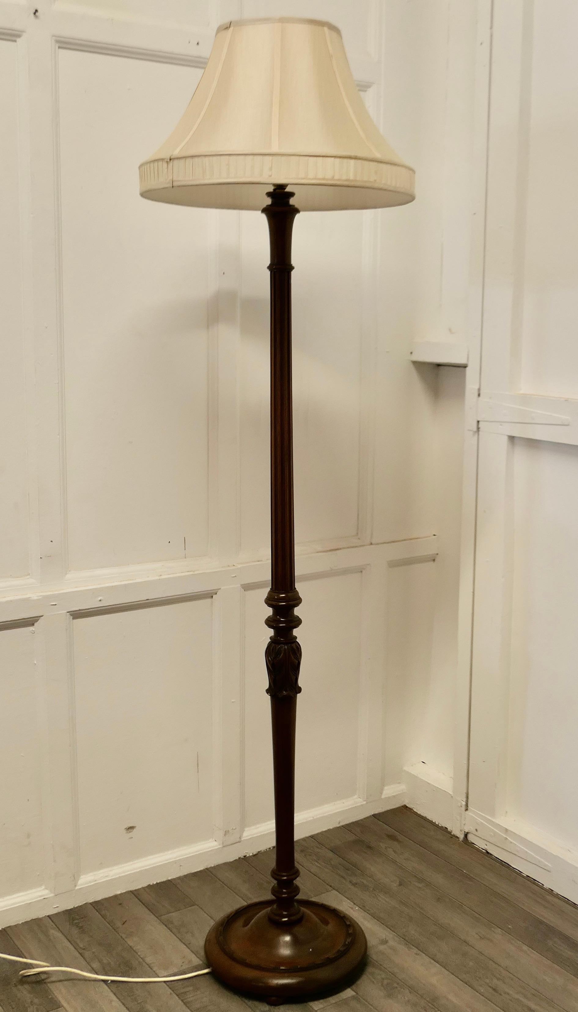 Carved Walnut Floor Standing or Standard Lamp    3