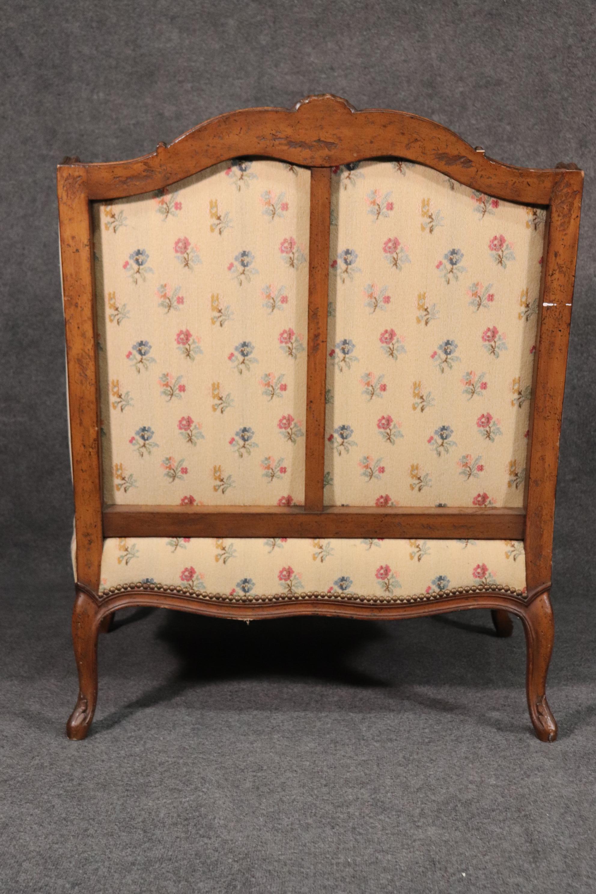 Carved Walnut French Louis XV Bergere Chair Marquis, Circa 1950 1