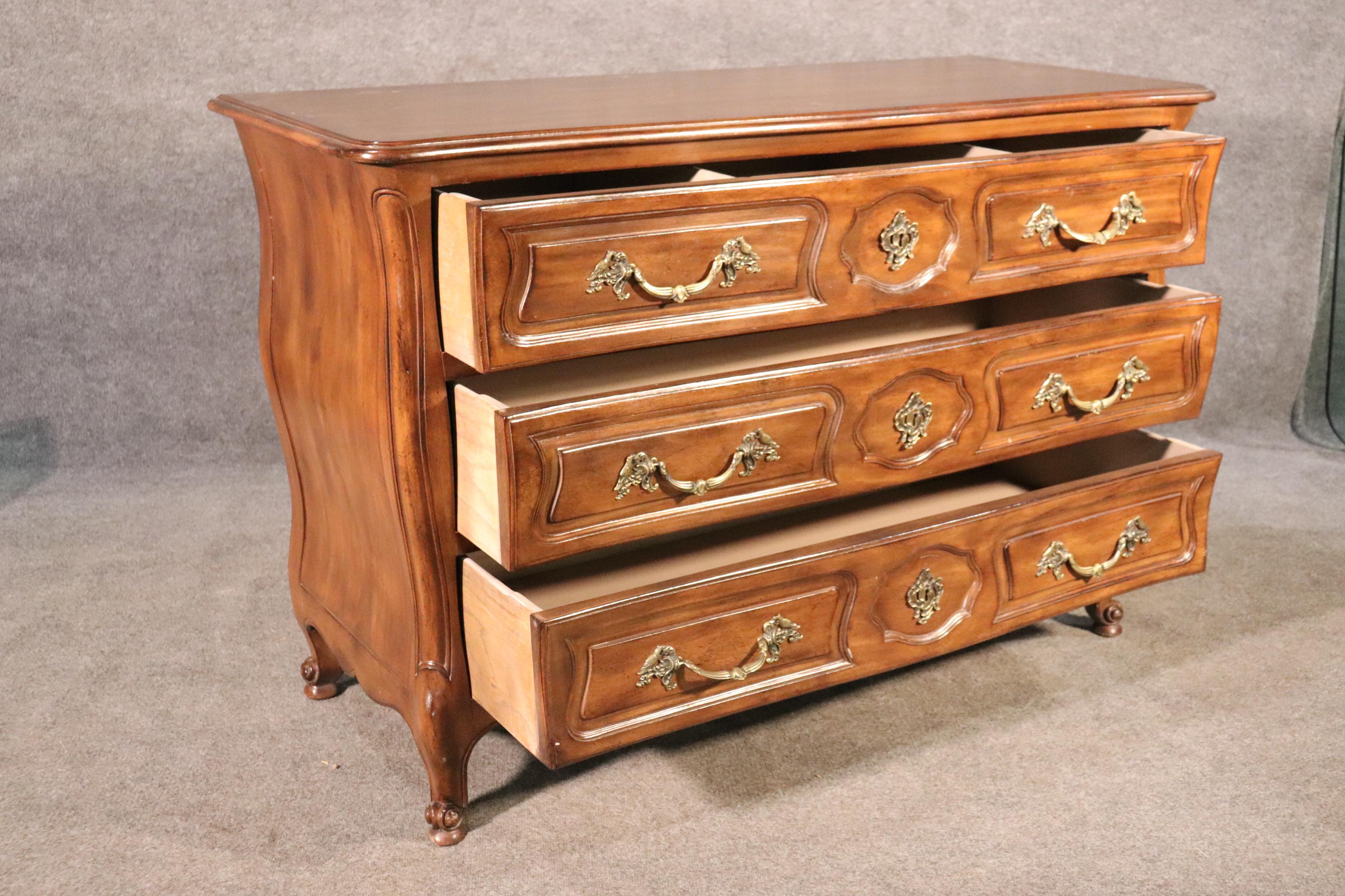 French Provincial Carved Walnut French Louis XV provincial Style Dresser Commode 
