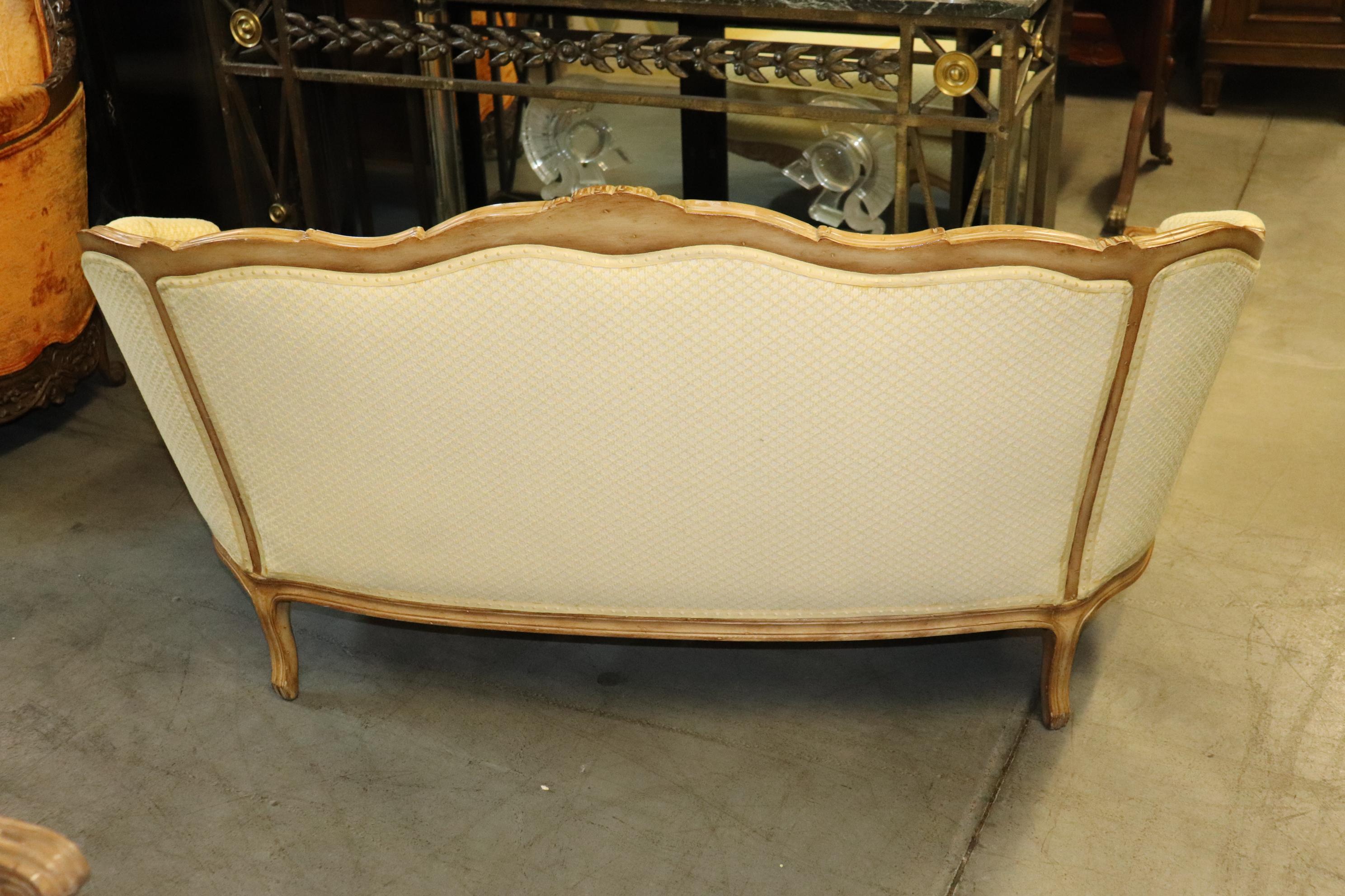 Carved Walnut French Louis XV Settee Canape circa 1940s 8