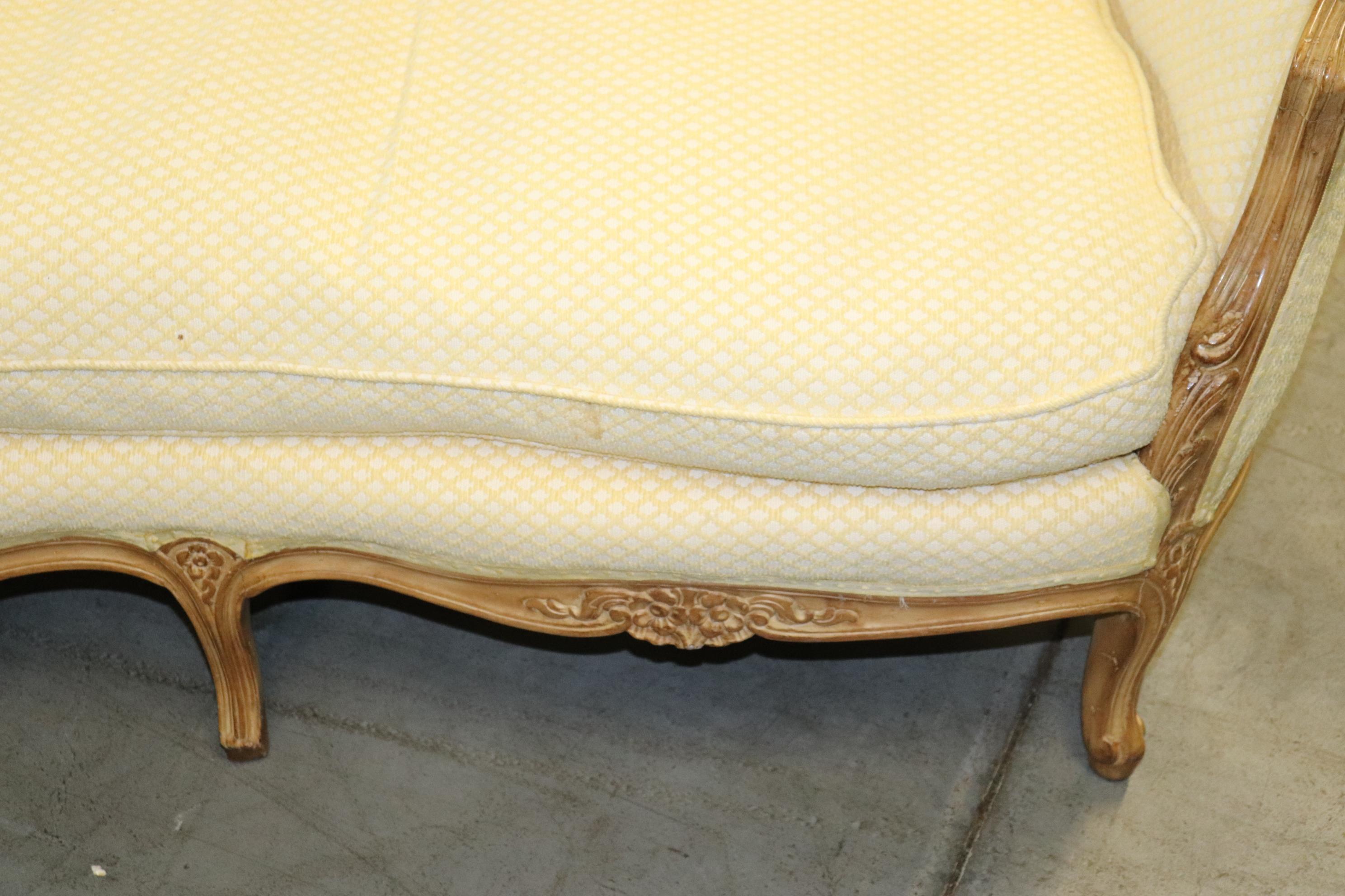 Carved Walnut French Louis XV Settee Canape circa 1940s 3