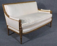 Carved Walnut French Louis XVI Settee Canape Sofa, circa 1940s