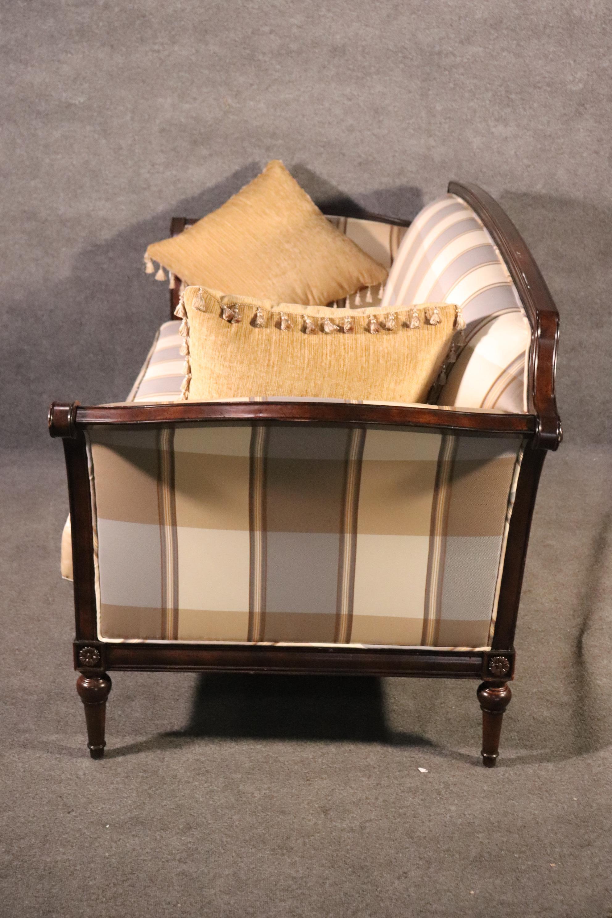 Late 20th Century Carved Walnut French Louis XVI Style Dark Walnut Sofa, C1990