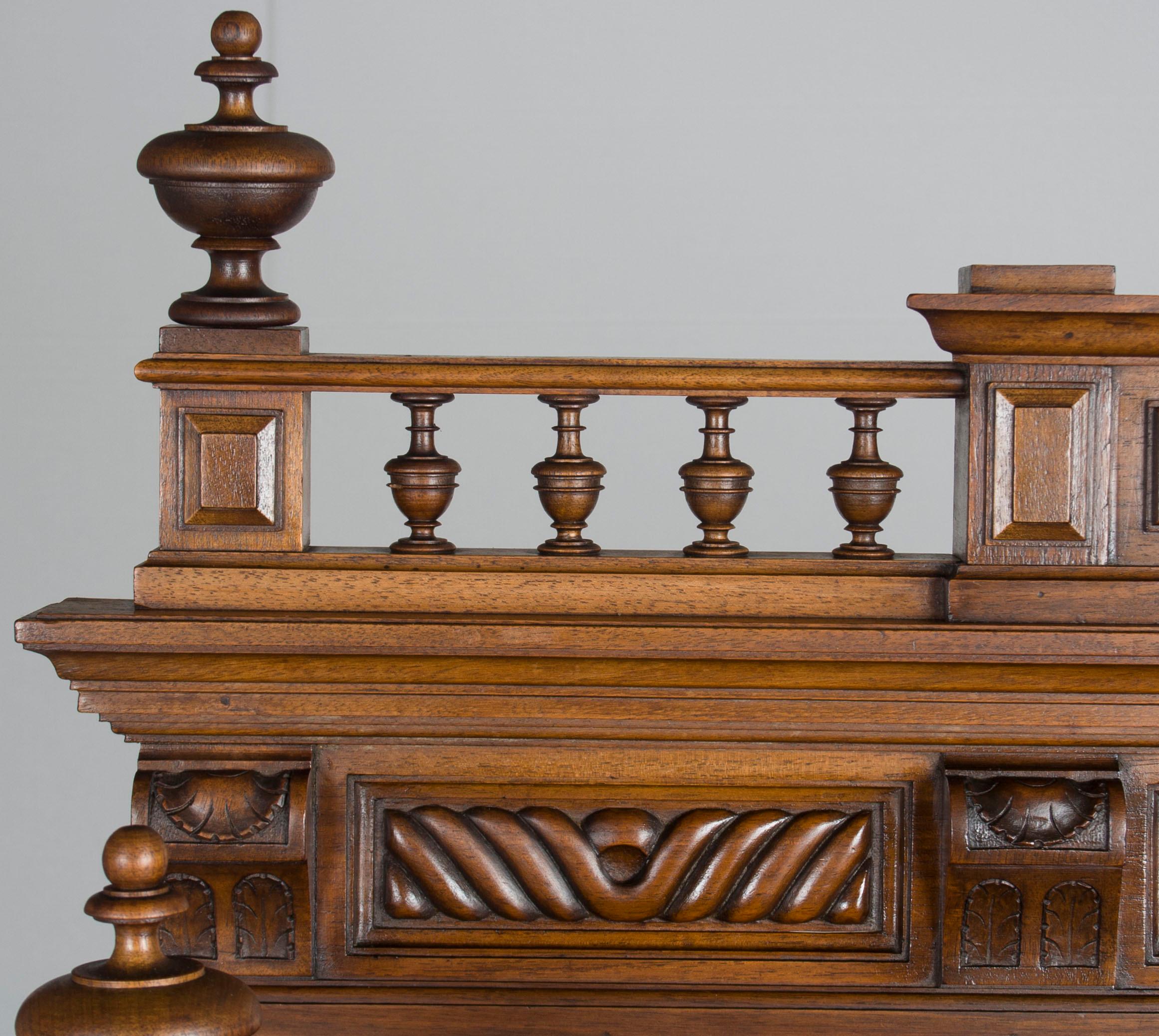 Carved Walnut French Marble Top Dessert Buffet Server Sideboard In Good Condition In Atlanta, GA