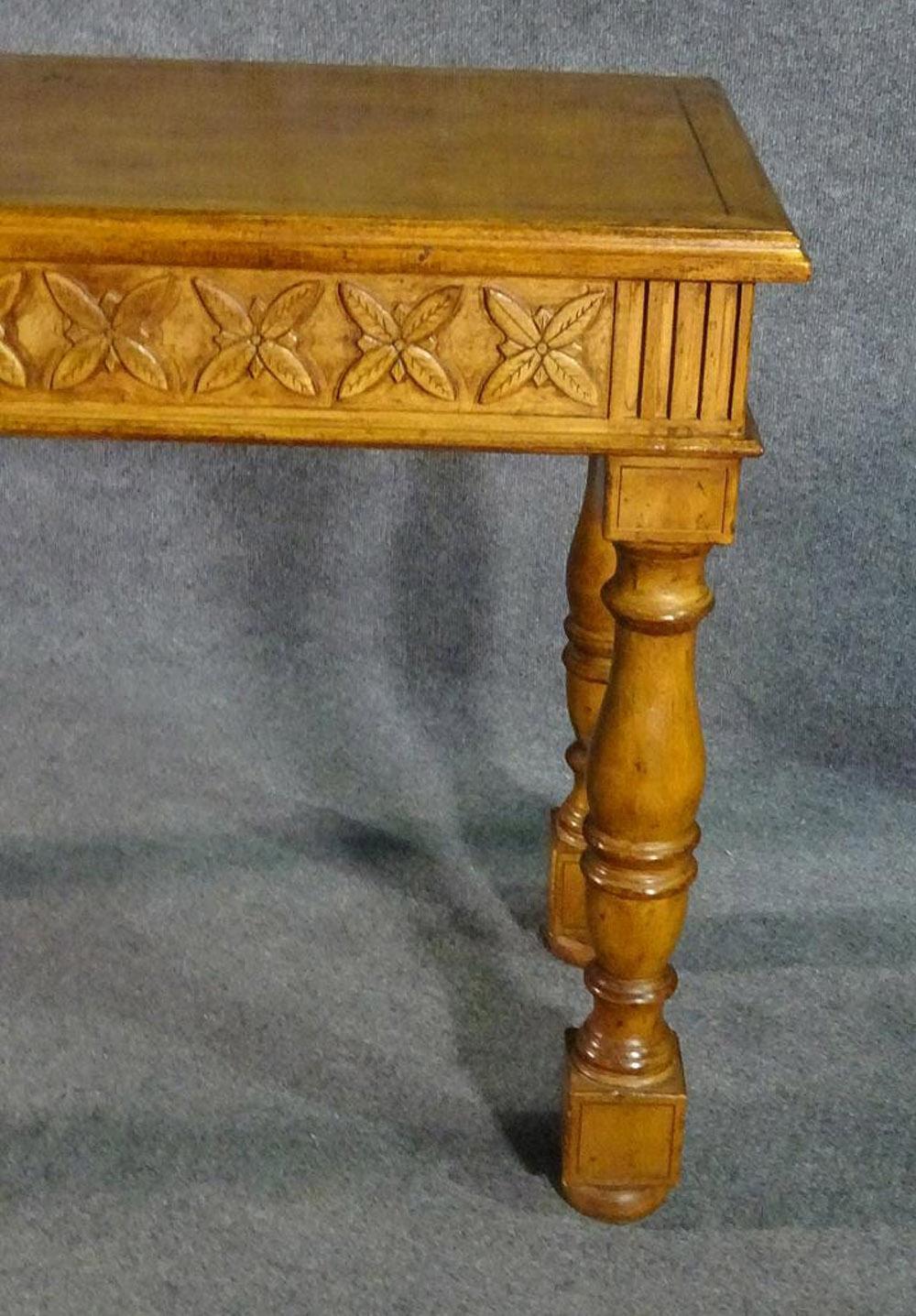 Unknown Carved Walnut French Provincial Style Console Table