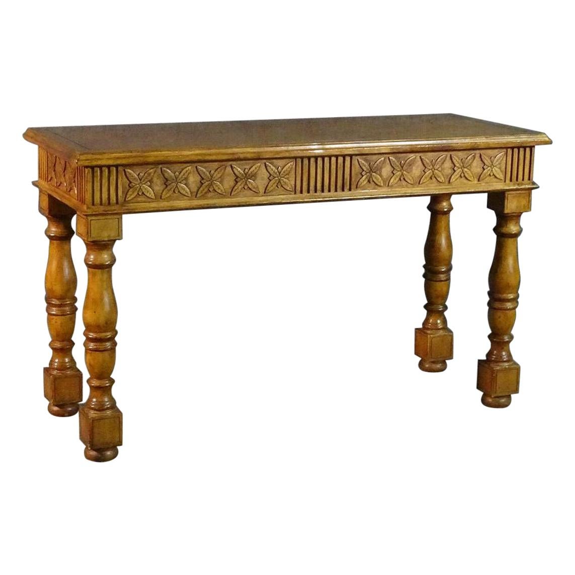 Carved Walnut French Provincial Style Console Table