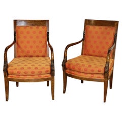 Carved Walnut French Regency Armchairs Fauteuils Circa 1950