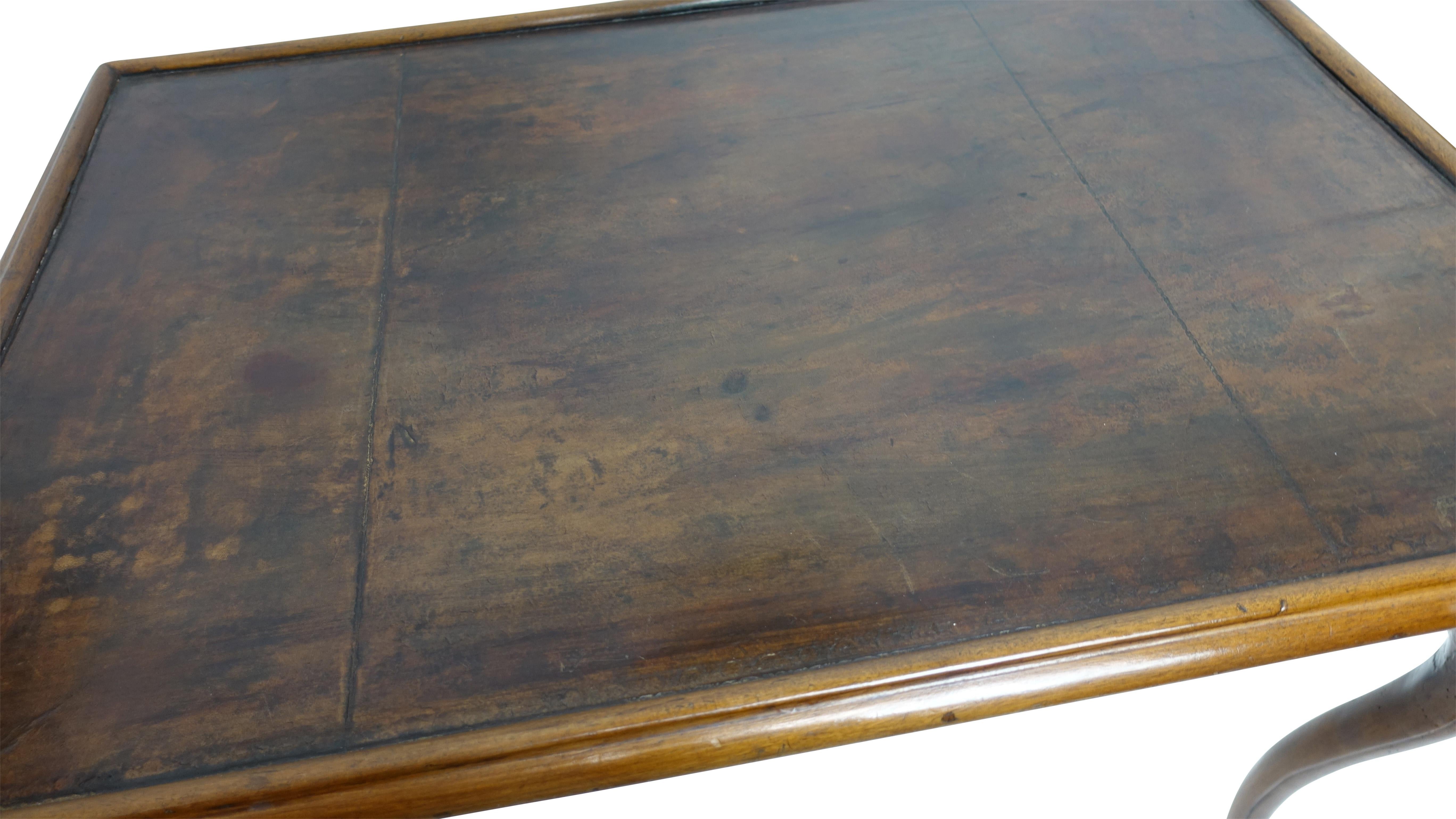 Carved Walnut Game Table with Inset Leather Top, French, 18th Century 2