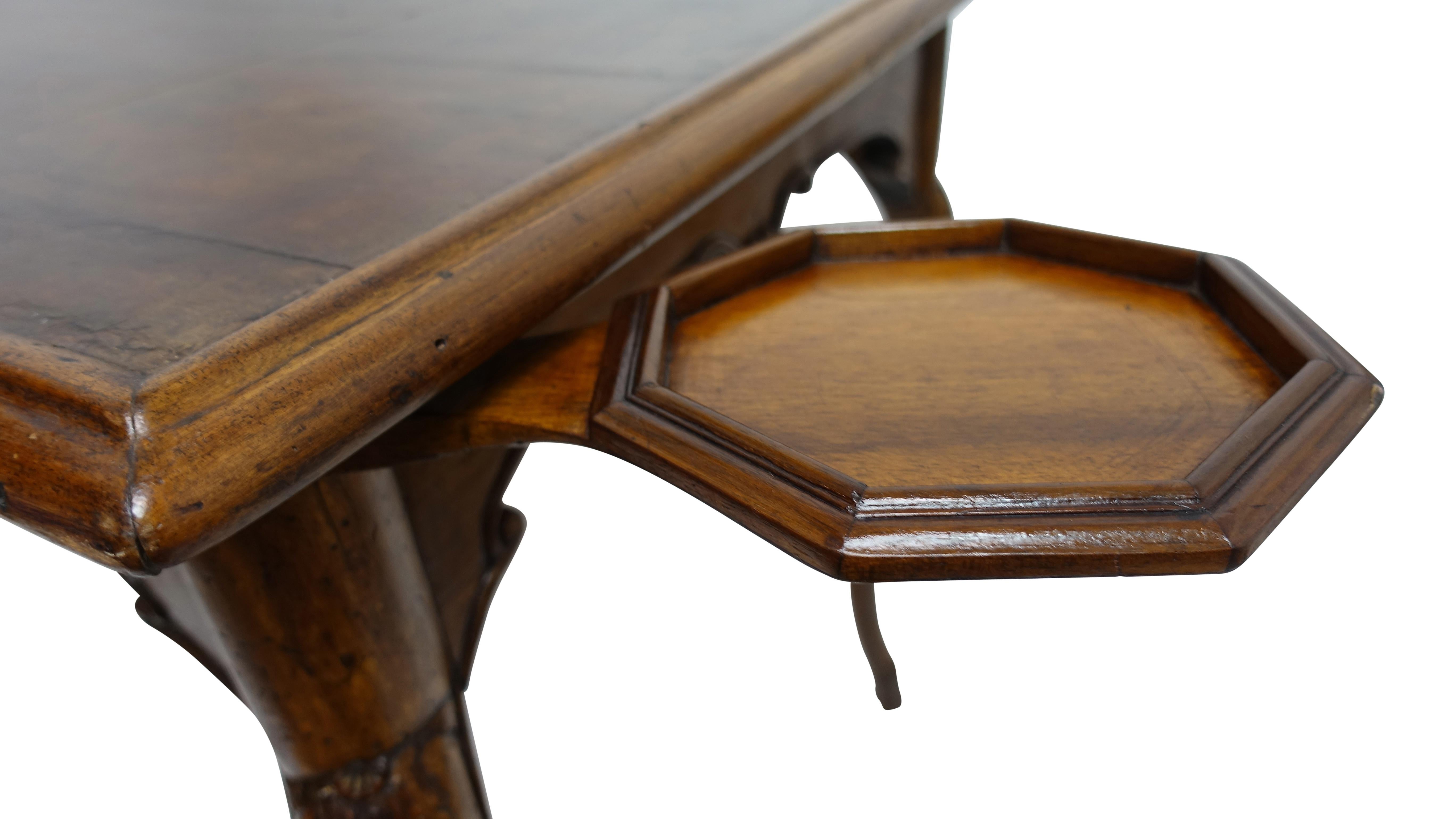 Carved Walnut Game Table with Inset Leather Top, French, 18th Century 4