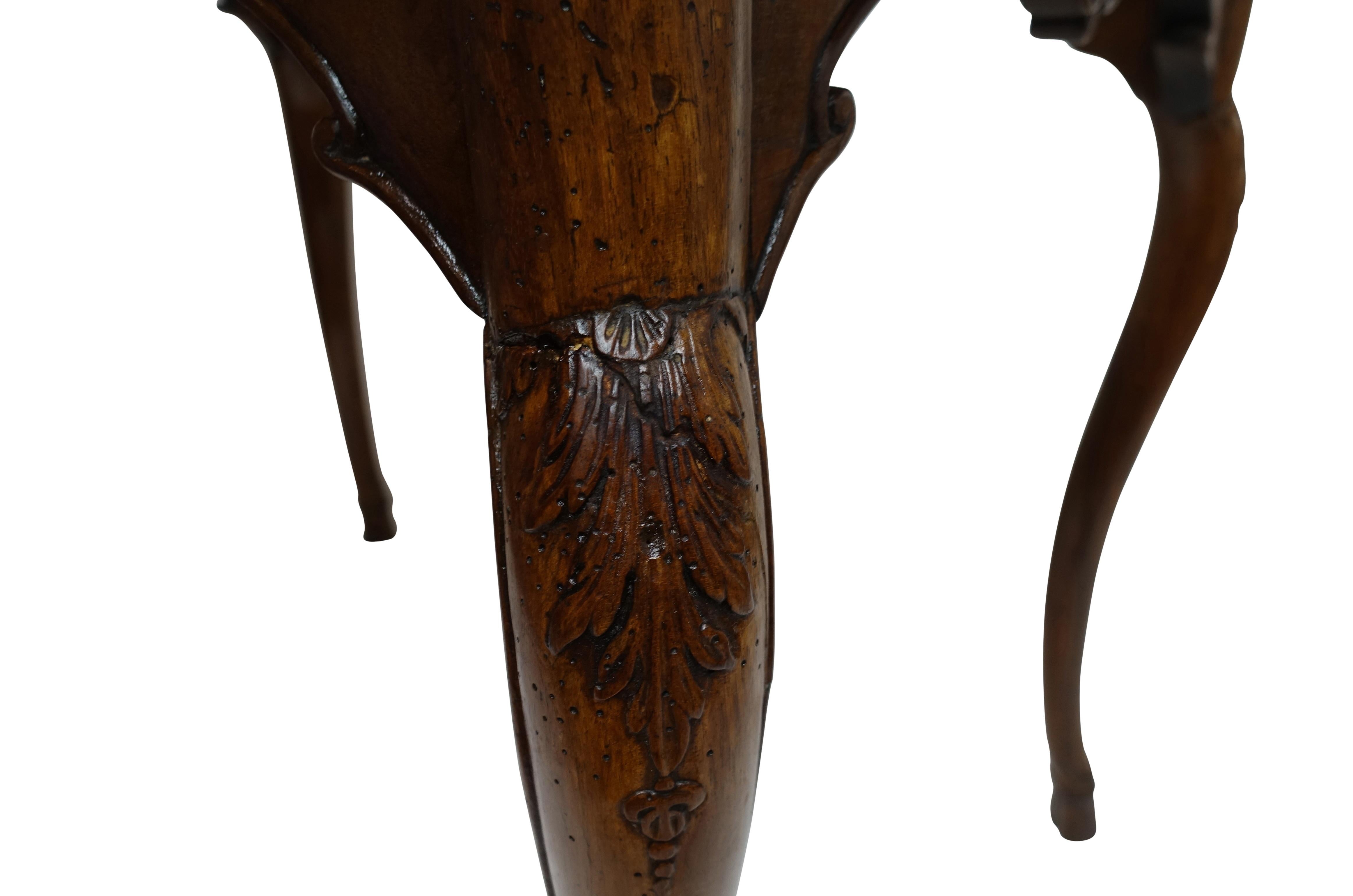 Carved Walnut Game Table with Inset Leather Top, French, 18th Century 6