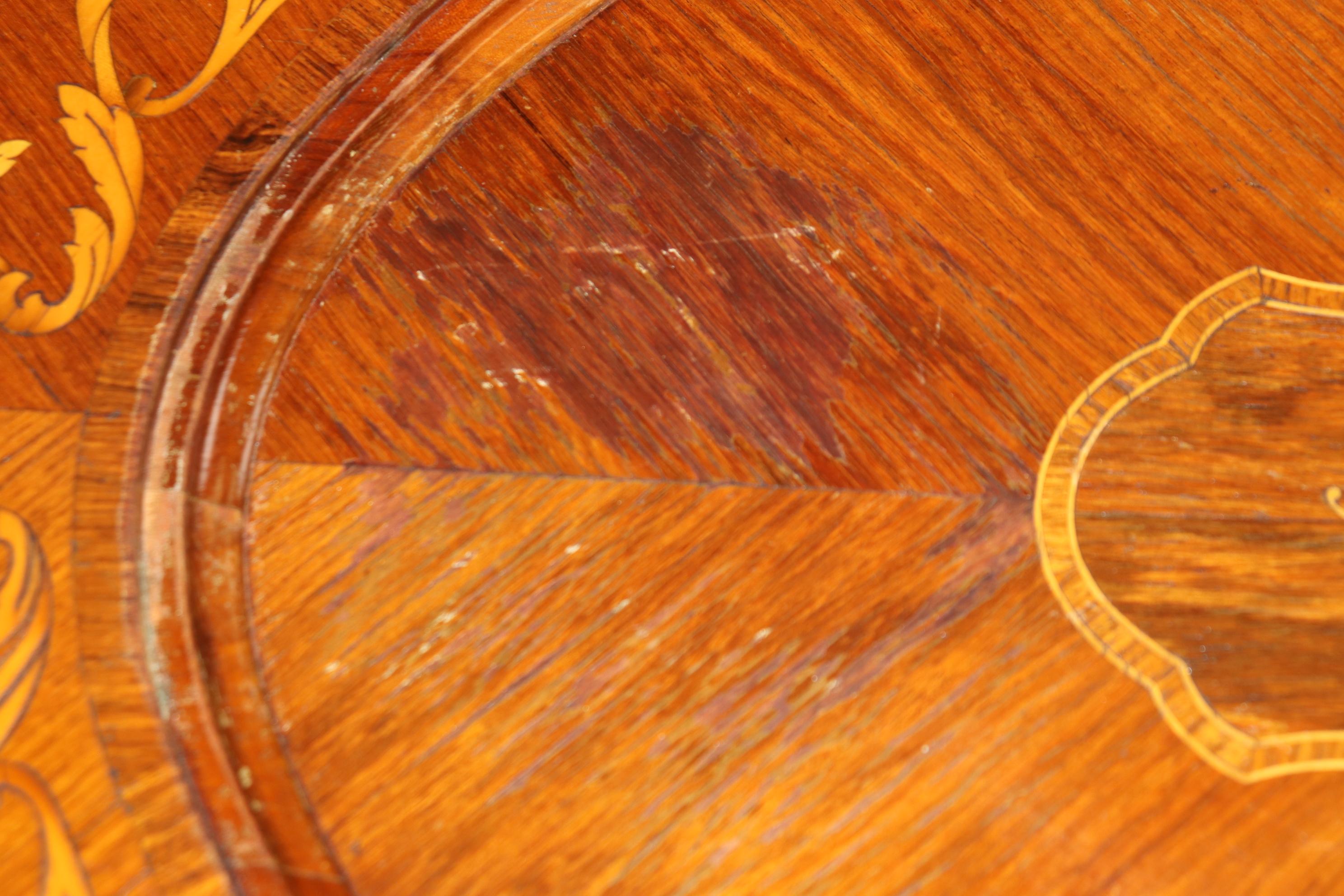 Carved Walnut Inlaid French Serving Tray Louis XV Style Coffee Cocktail Table 9