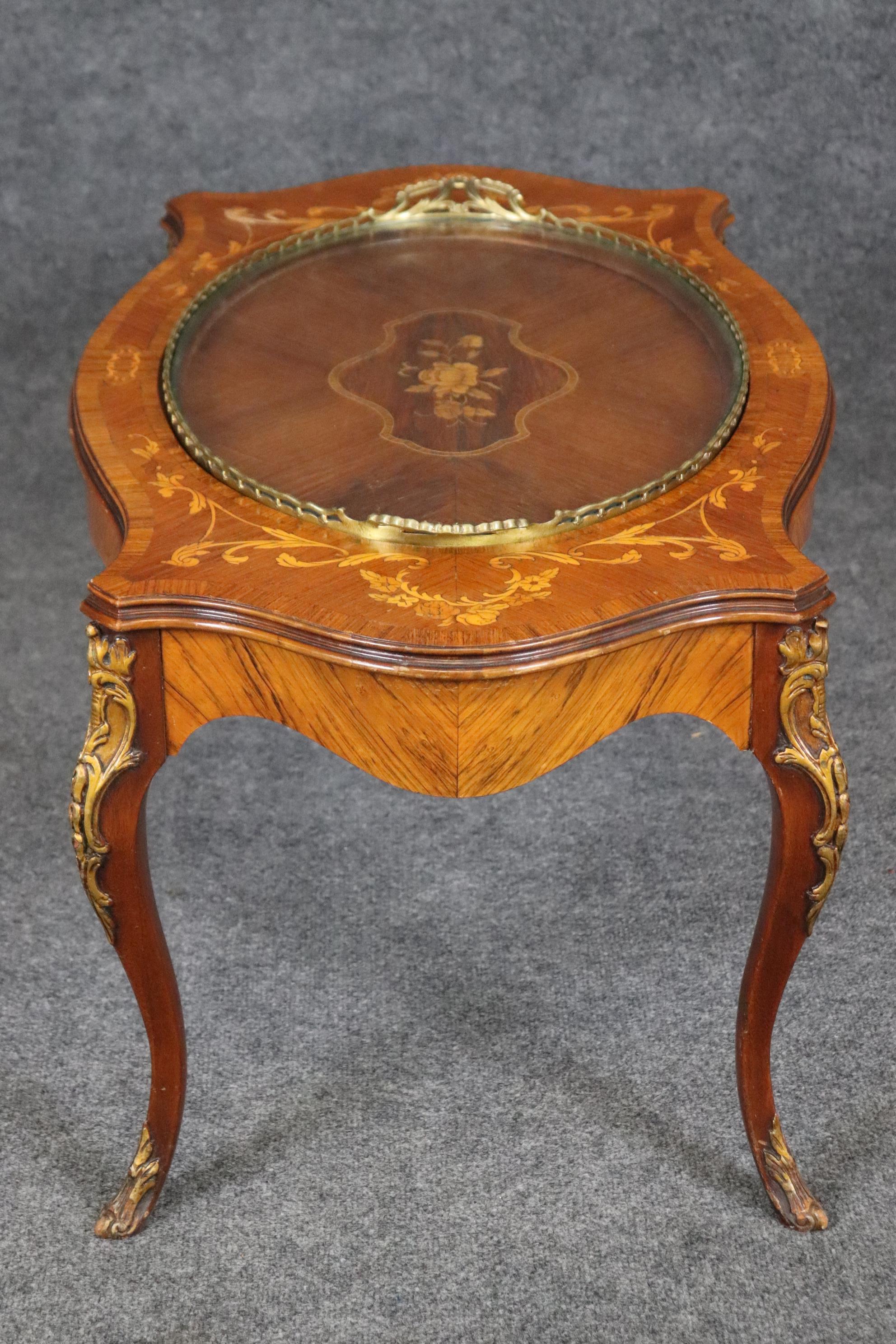 Carved Walnut Inlaid French Serving Tray Louis XV Style Coffee Cocktail Table 1