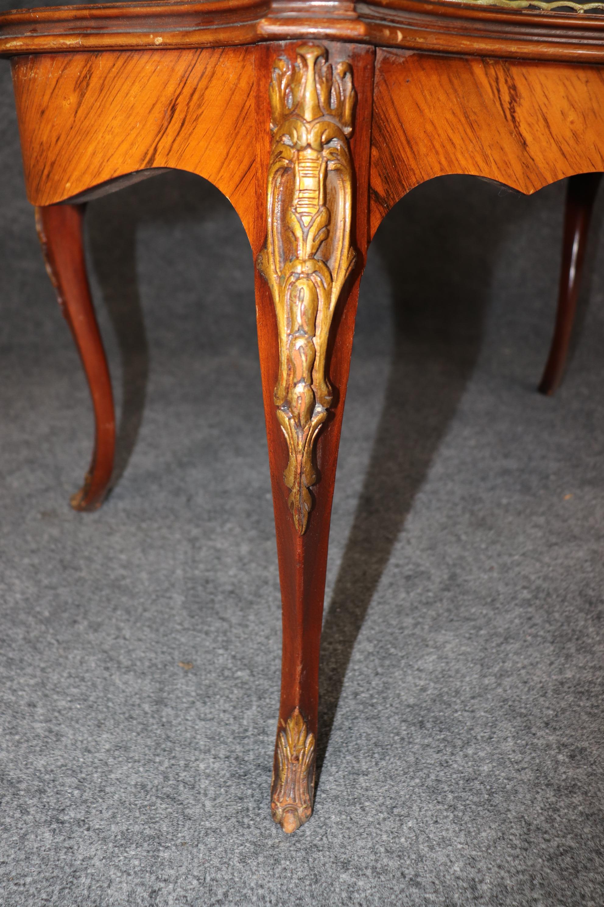 Carved Walnut Inlaid French Serving Tray Louis XV Style Coffee Cocktail Table 4