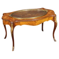 Vintage Carved Walnut Inlaid French Serving Tray Louis XV Style Coffee Cocktail Table