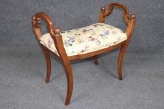 Carved Walnut Italian Biedermeier Style Carved Bench C. 1930's