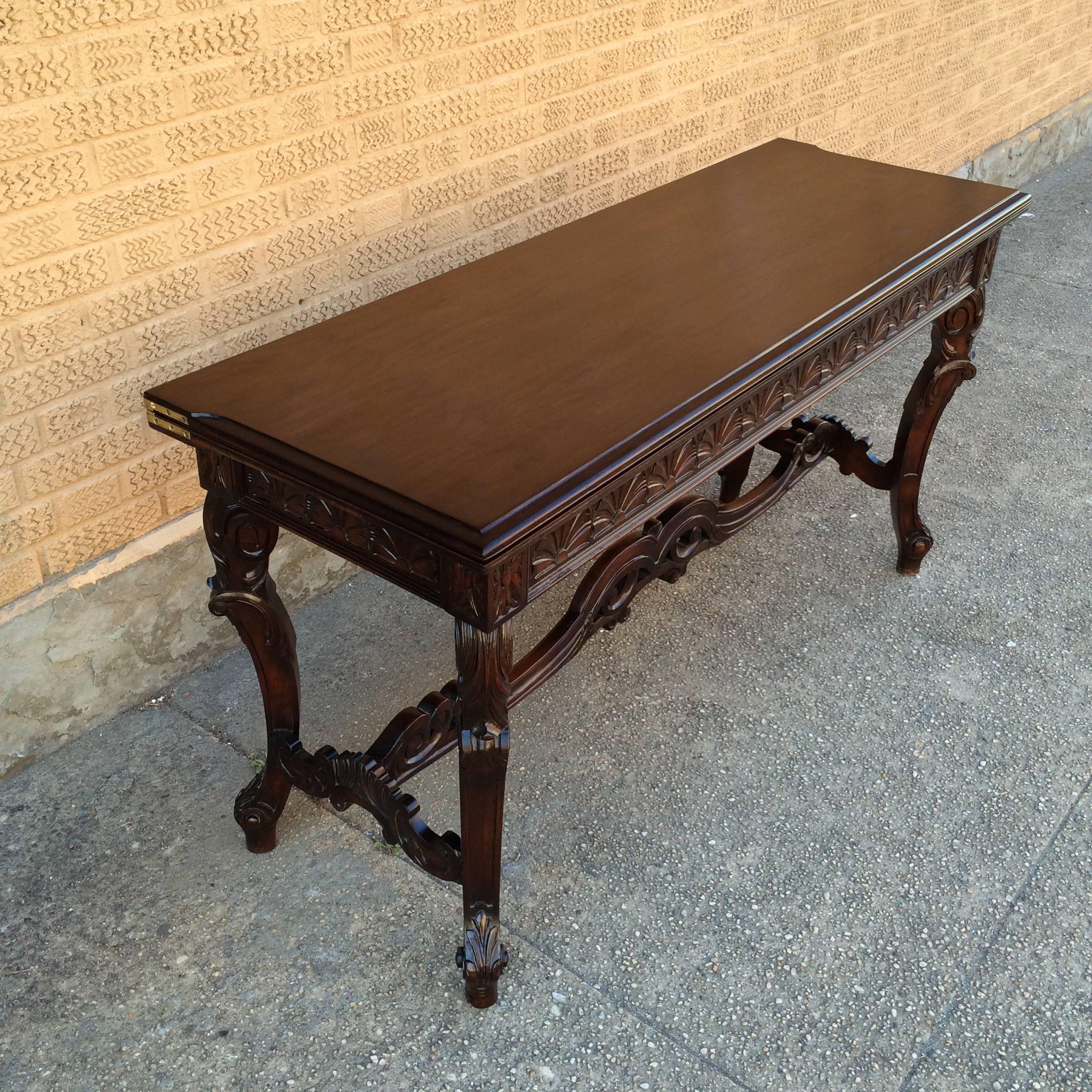 Early 20th Century Carved Walnut Jacobean Refectory Console Dining Table