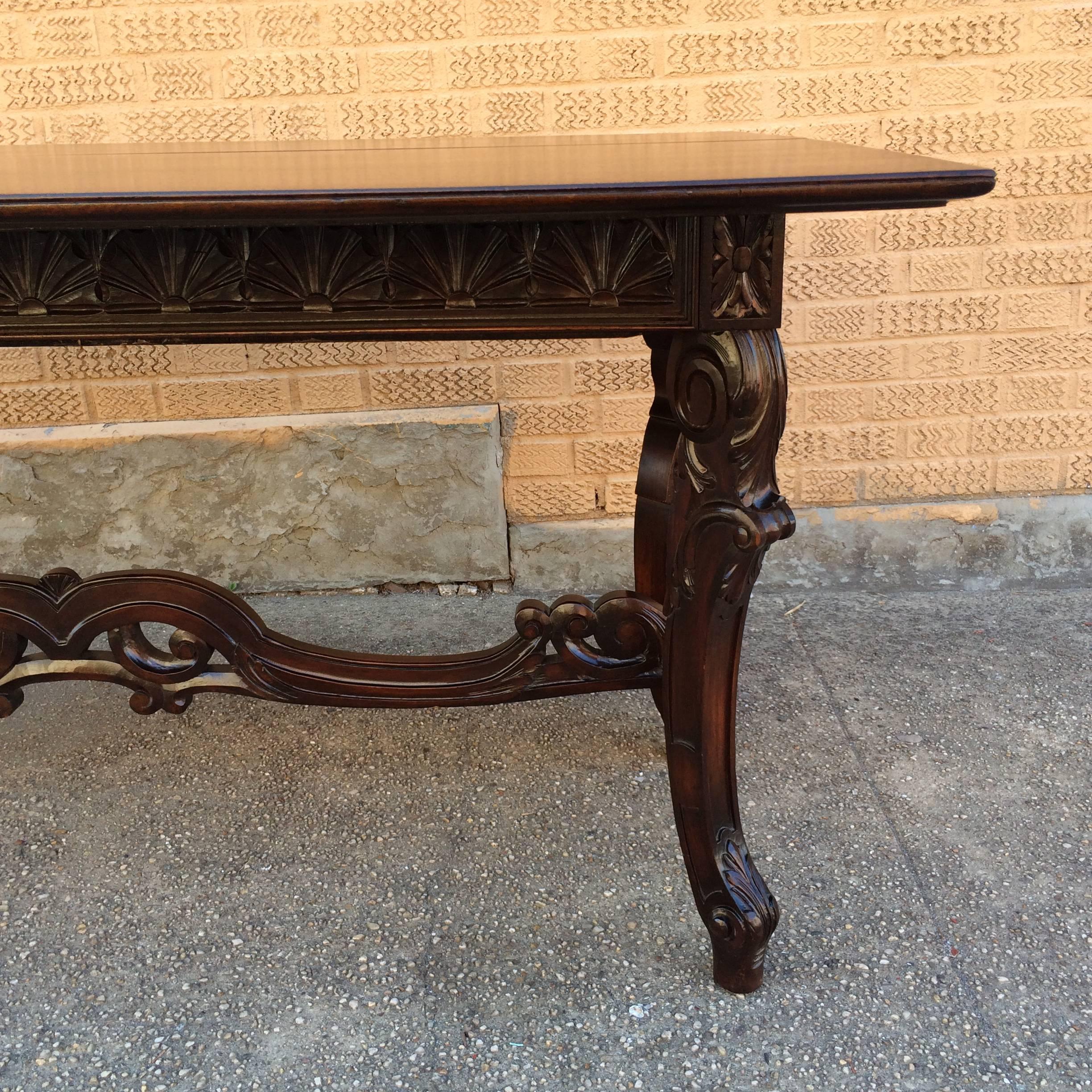 Carved Walnut Jacobean Refectory Console Dining Table 1