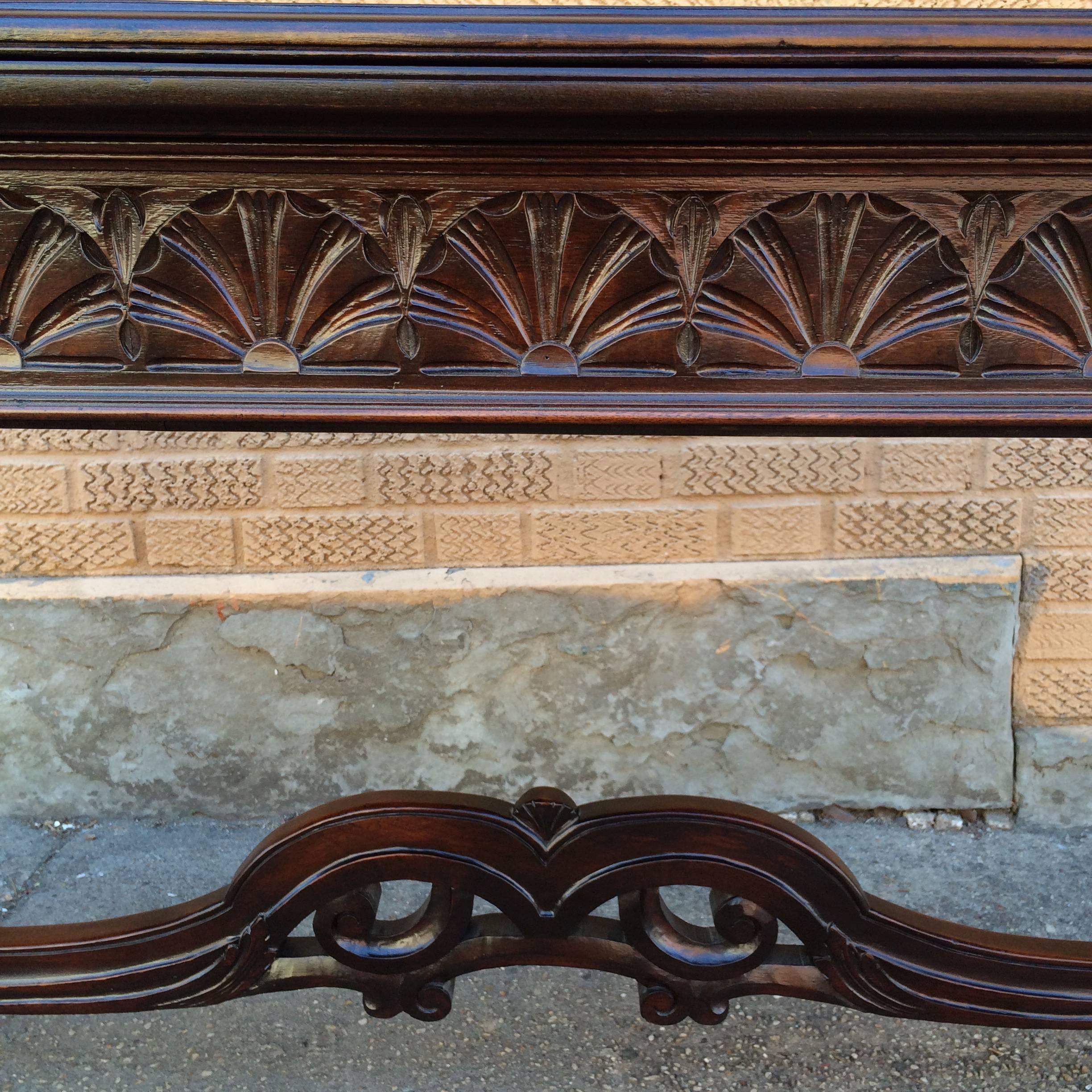 Carved Walnut Jacobean Refectory Console Dining Table 3