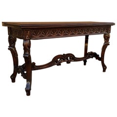Carved Walnut Jacobean Refectory Console Dining Table