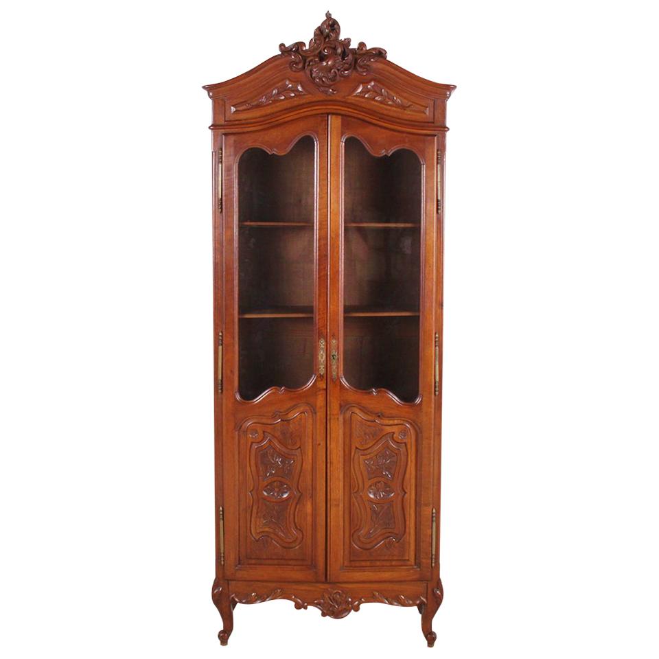Carved Walnut Louis XV Style Bookcase
